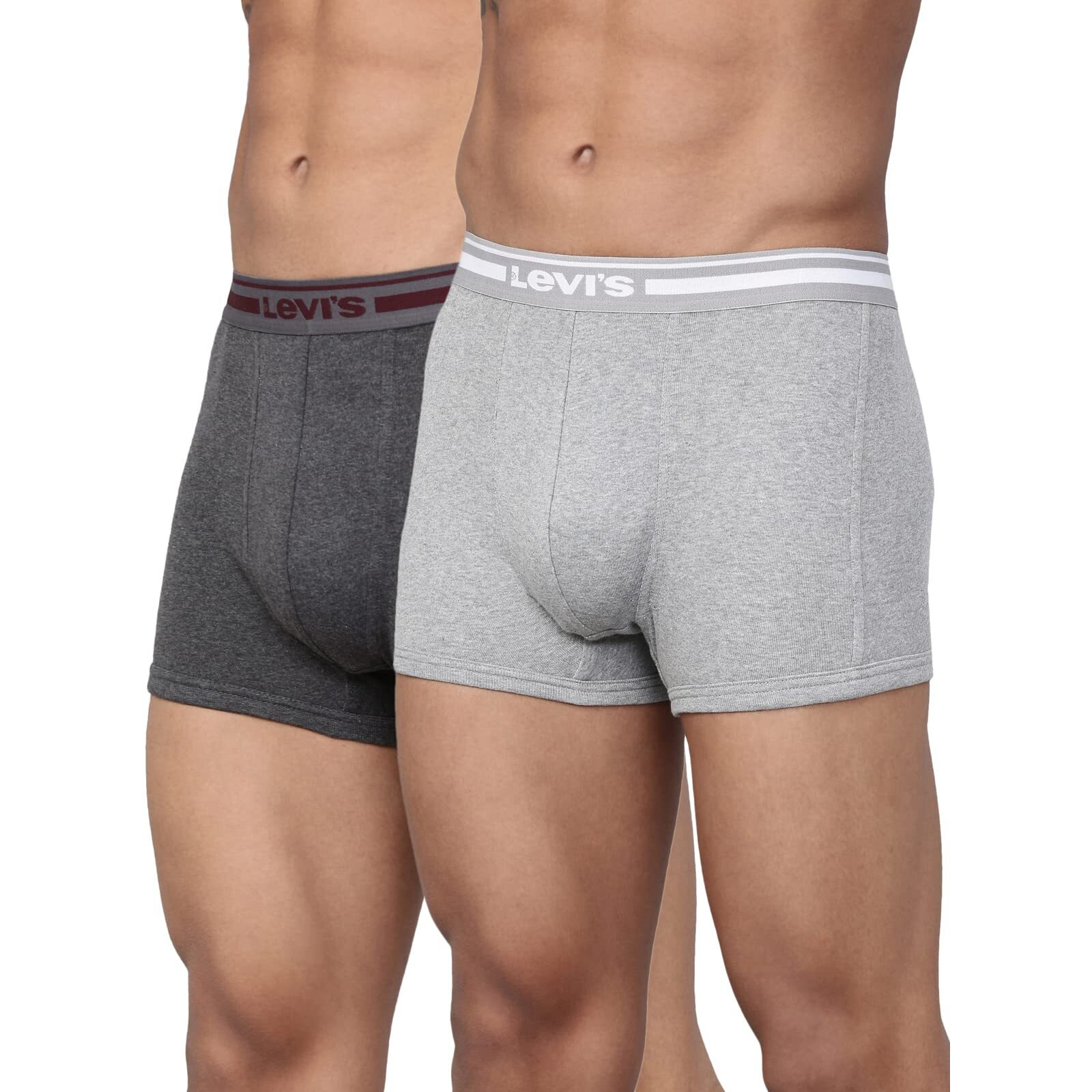 Levis Mens Cotton Style 003 Comfort Regular Fit Solid Trunk (Pack of 2) (003-TRUNK-LT DK GMEL-P2_Light, Dark Grey Melange_M)