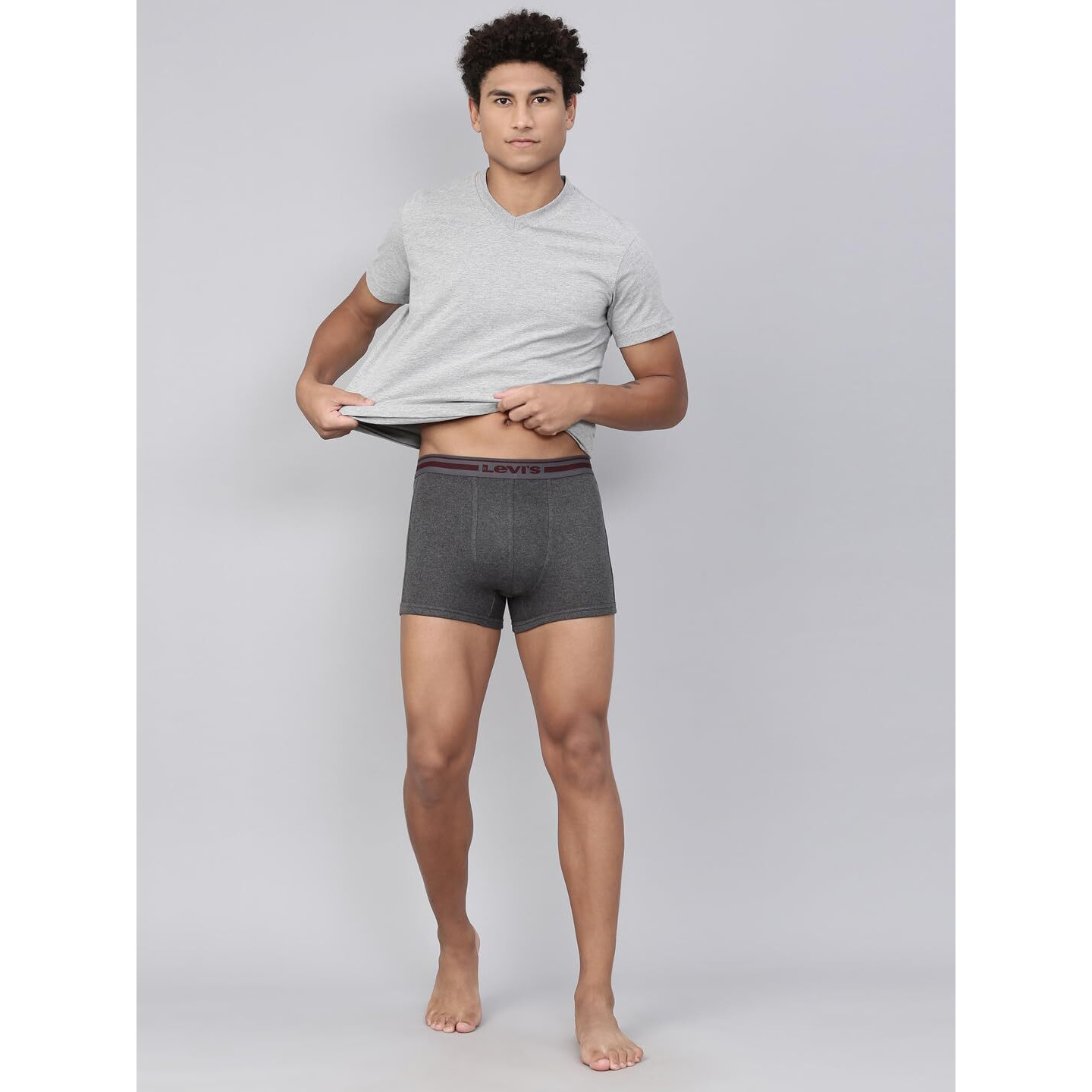 Levis Mens Cotton Style 003 Comfort Regular Fit Solid Trunk (Pack of 2) (003-TRUNK-LT DK GMEL-P2_Light, Dark Grey Melange_M)