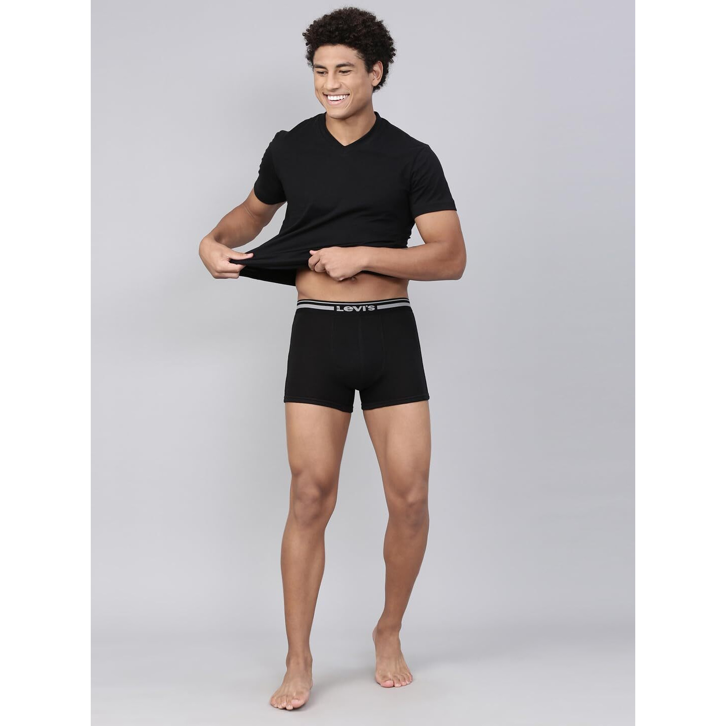 Levis Mens Cotton Style 003 Comfort Regular Fit Solid Trunk (Pack of 2) (003-TRUNK-DK GMEL/BLK-P2_Dark Grey Melange, Black_L)