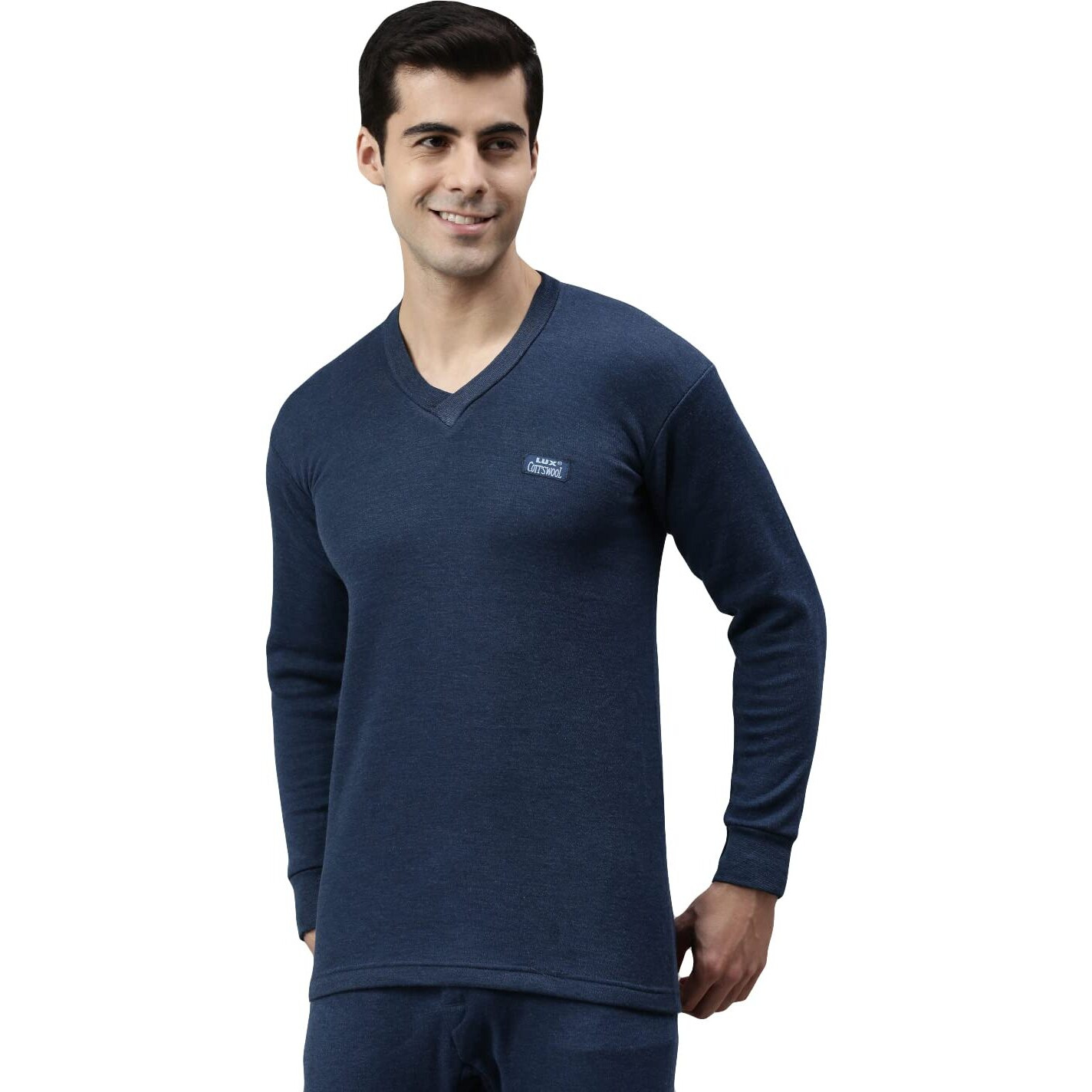 Lux Cotts Wool Mens V Neck Full Sleeves Thermal top_BU_TOP_FSV_90_1PC Blue