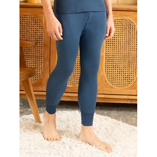 Lux Cotts Wool Mens Blue Solid Winter wear Thermal Bottom (Size  85cm)