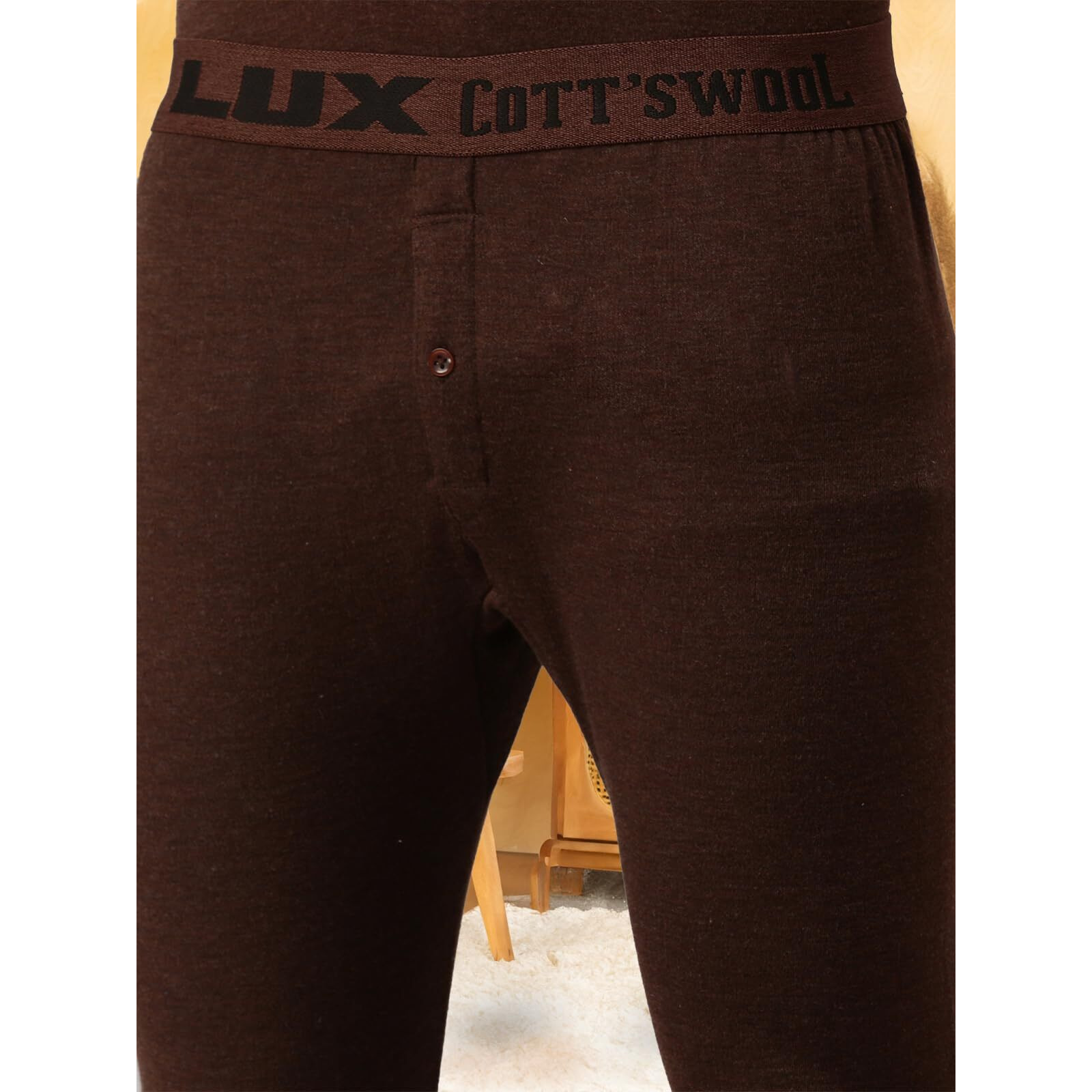 Lux Cottswool Mens Cotton Thermal Set (COTT_Brown_FS_RN_TRO_Set_95)