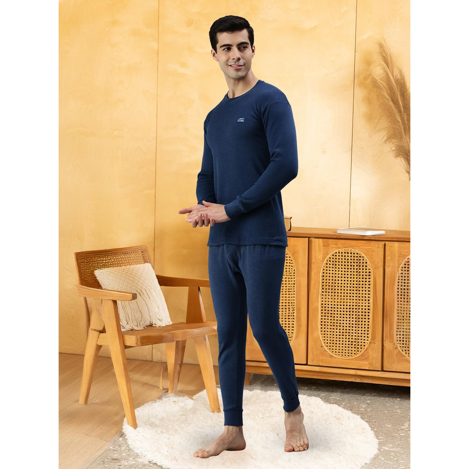Lux Cottswool Mens Cotton Thermal Set (COTT_Blue_FS_RN_TRO_Set_85)