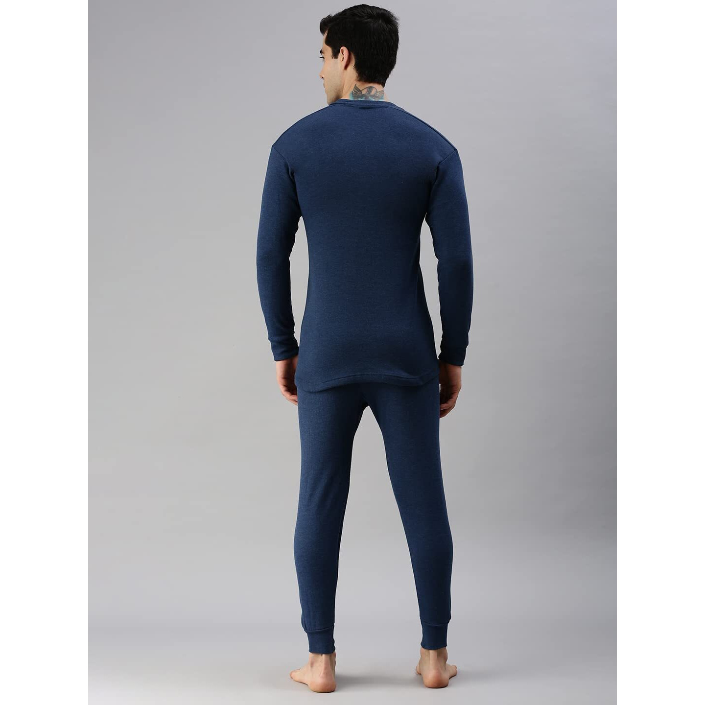 Lux Cottswool Mens Cotton Thermal Set (COTT_Blue_FS_Vneck_TRO_Set_M-85)