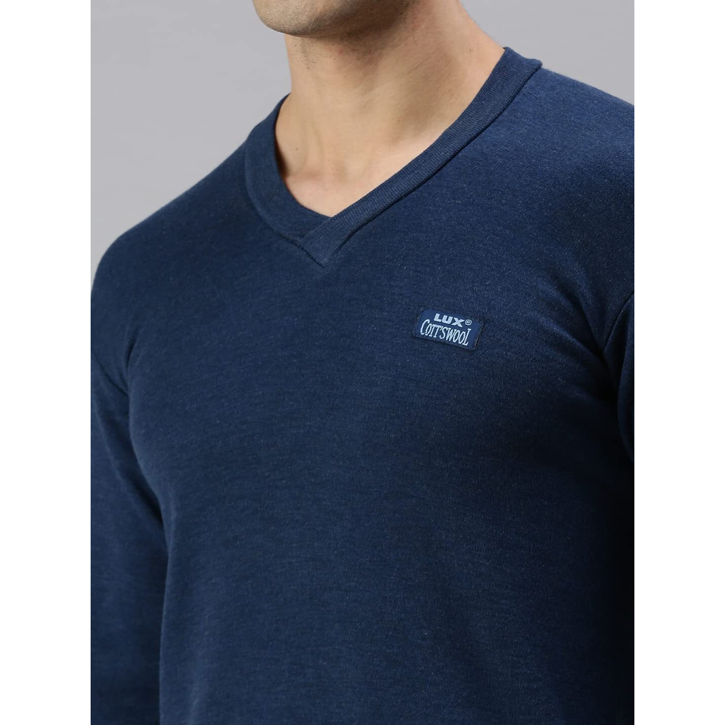 Lux Cottswool Mens Cotton Thermal Set (COTT_Blue_FS_Vneck_TRO_Set_2XL-100)