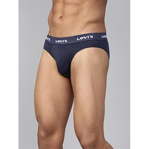 Levis Mens Cotton Style 009 Neo Regular Fit Solid Brief (Pack of 2) (009-BRIEF-NAVY/NAVY Mel-P2, Navy Melange_L)