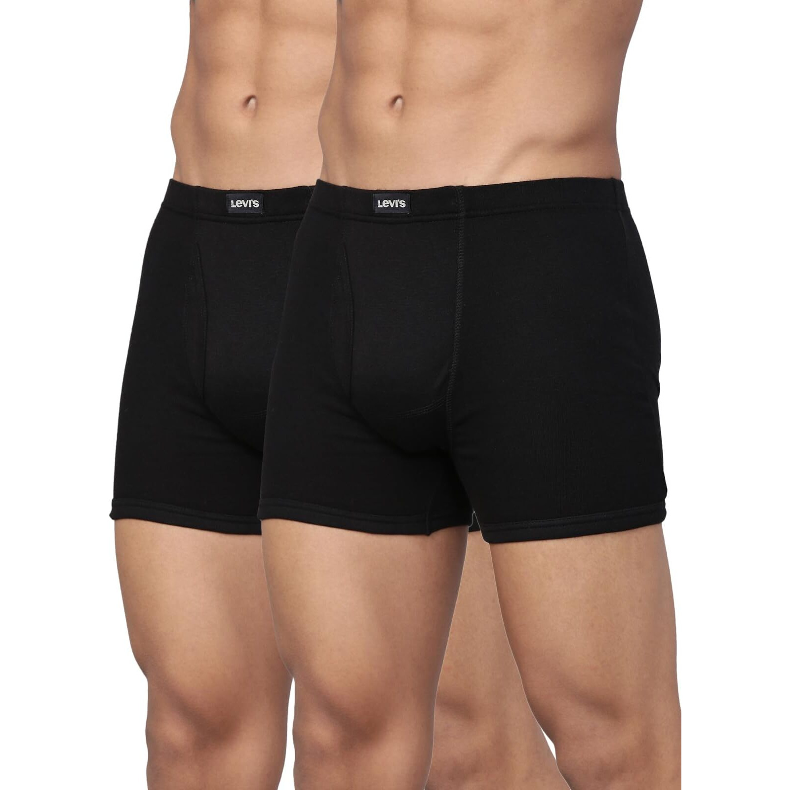 Levis Mens Cotton Style 010 Comfort Regular Fit Solid Boxer (Pack of 2) (010-BOXER Brief BLK-P2_Black_XL)