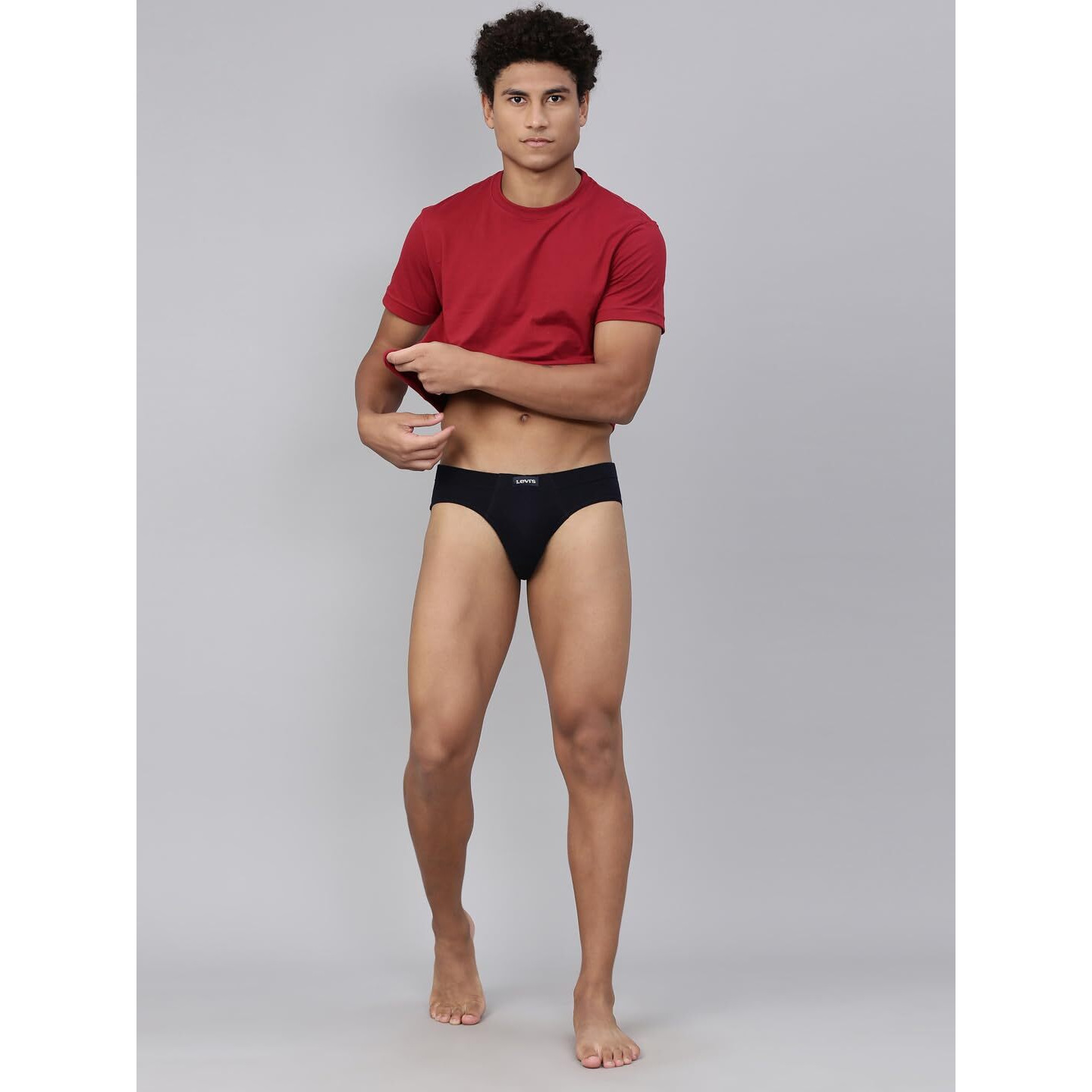 Levis Mens Cotton Style 011 Comfort Regular Fit Solid Brief (Pack of 3) (011-BRIEF-LT GMEL P3_Lt, Dk. Grey Melange,Navy_L)