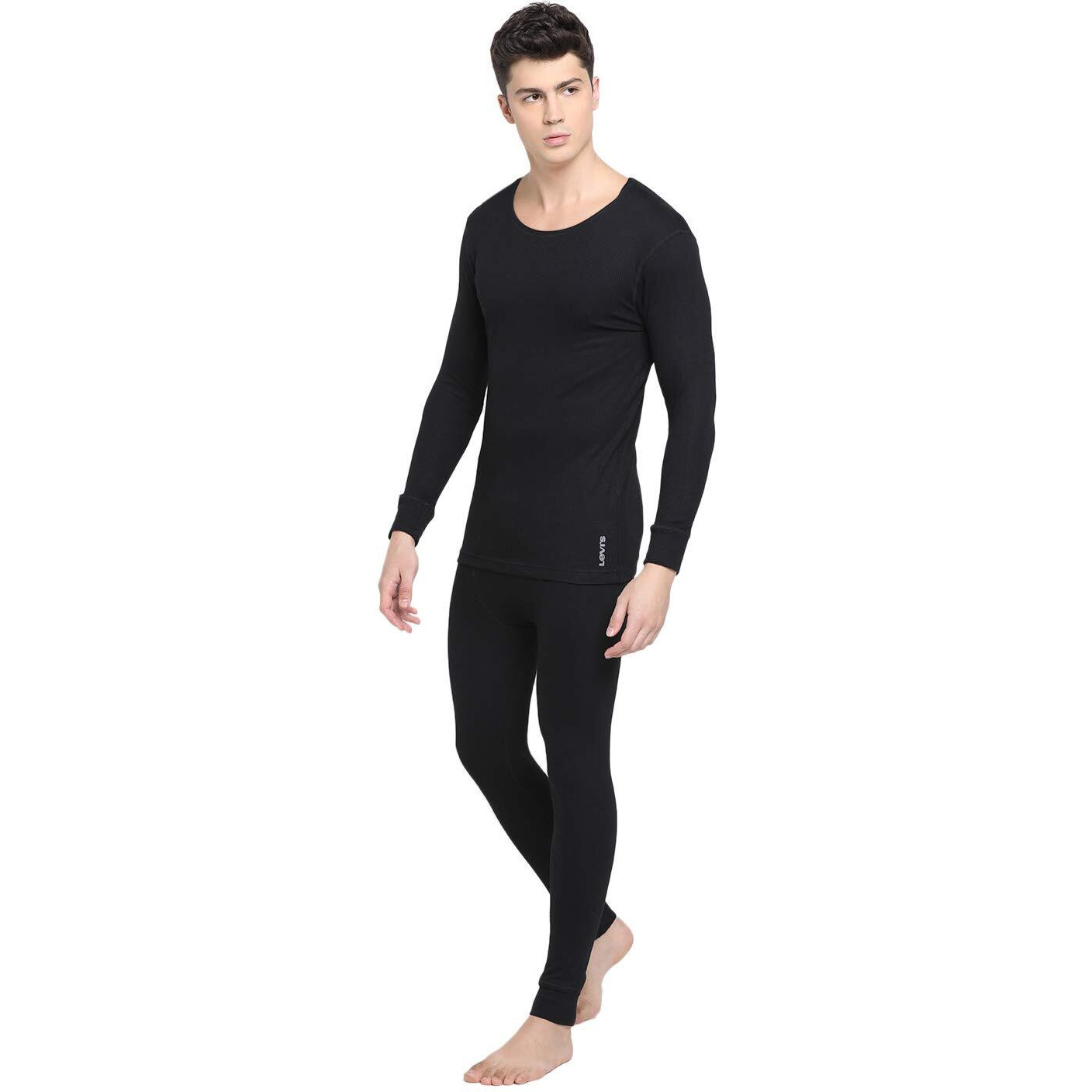 Levis Mens Slim Regular Fit Plain Thermal Bottoom (039-THRML BTM-BLK-P1_Black_XL)