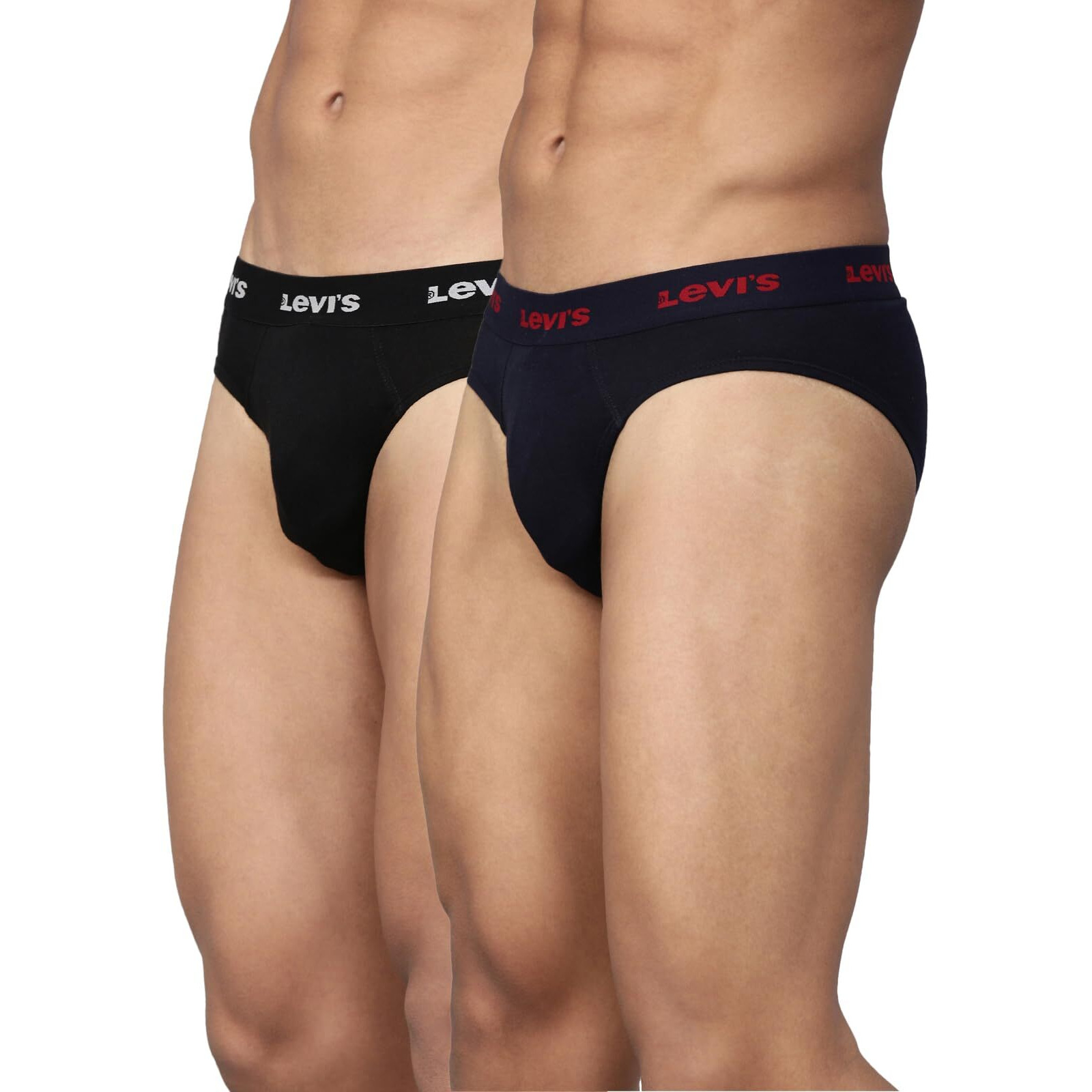 Levis Mens Cotton Style 009 Neo Regular Fit Solid Brief (Pack of 2) (009-BRIEF-BLK/NAVY-P2_Black,Navy_M)