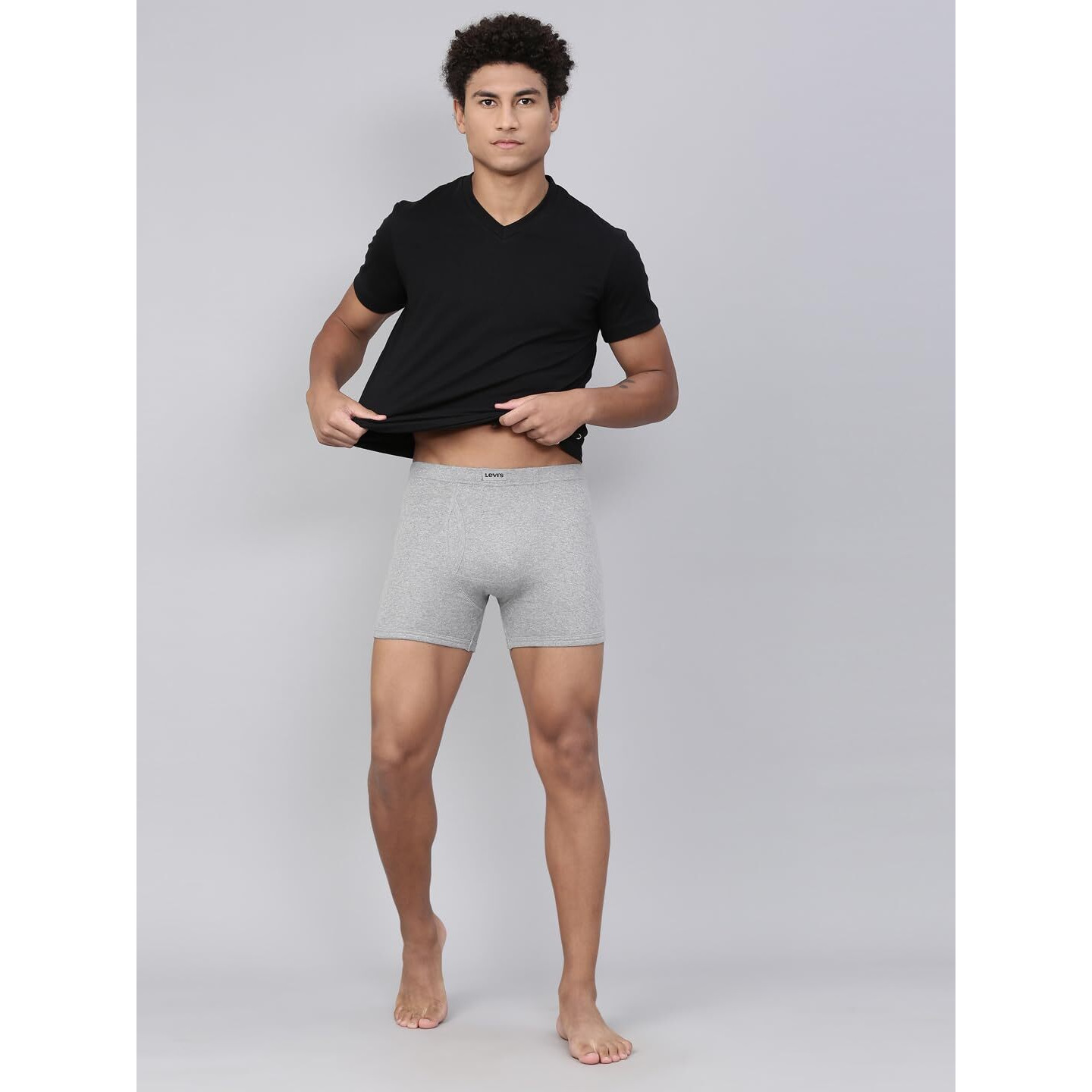 Levis Mens Cotton Style 010 Comfort Regular Fit Solid Boxer (Pack of 2) (010-BOXER Brief-LT DK GMEL-P2_Light, Dark Grey Melange_S)