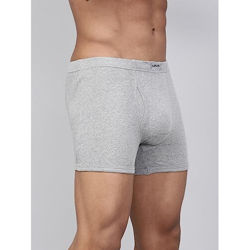 Levis Mens Cotton Style 010 Comfort Regular Fit Solid Boxer (Pack of 2) (010-BOXER Brief-LT DK GMEL-P2_Light, Dark Grey Melange_S)