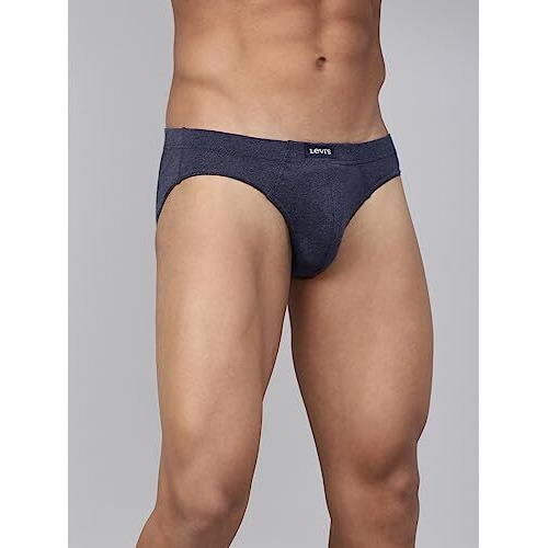 Levis Mens Cotton Style 011 Comfort Regular Fit Solid Brief (Pack of 3) (011-BRIEF-BLK/NAVY/NMEL-P3_Black,Navy,N.Melange_M)