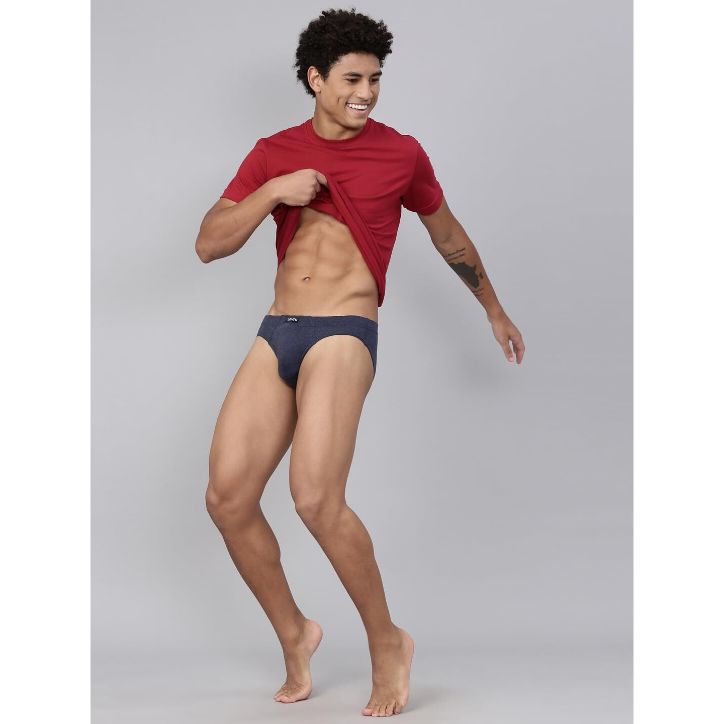 Levis Mens Cotton Style 011 Comfort Regular Fit Solid Brief (Pack of 3) (011-BRIEF-DK GMEL/BLK/NMEL-P3_Dk. Grey Melange,Black,N.Melange_XL)