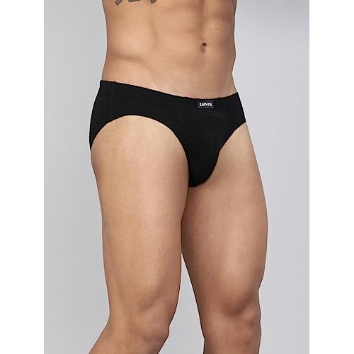 Levis Mens Cotton Style 011 Comfort Regular Fit Solid Brief (Pack of 3) (011-BRIEF-DK GMEL/BLK/NMEL-P3_Dk. Grey Melange,Black,N.Melange_XL)