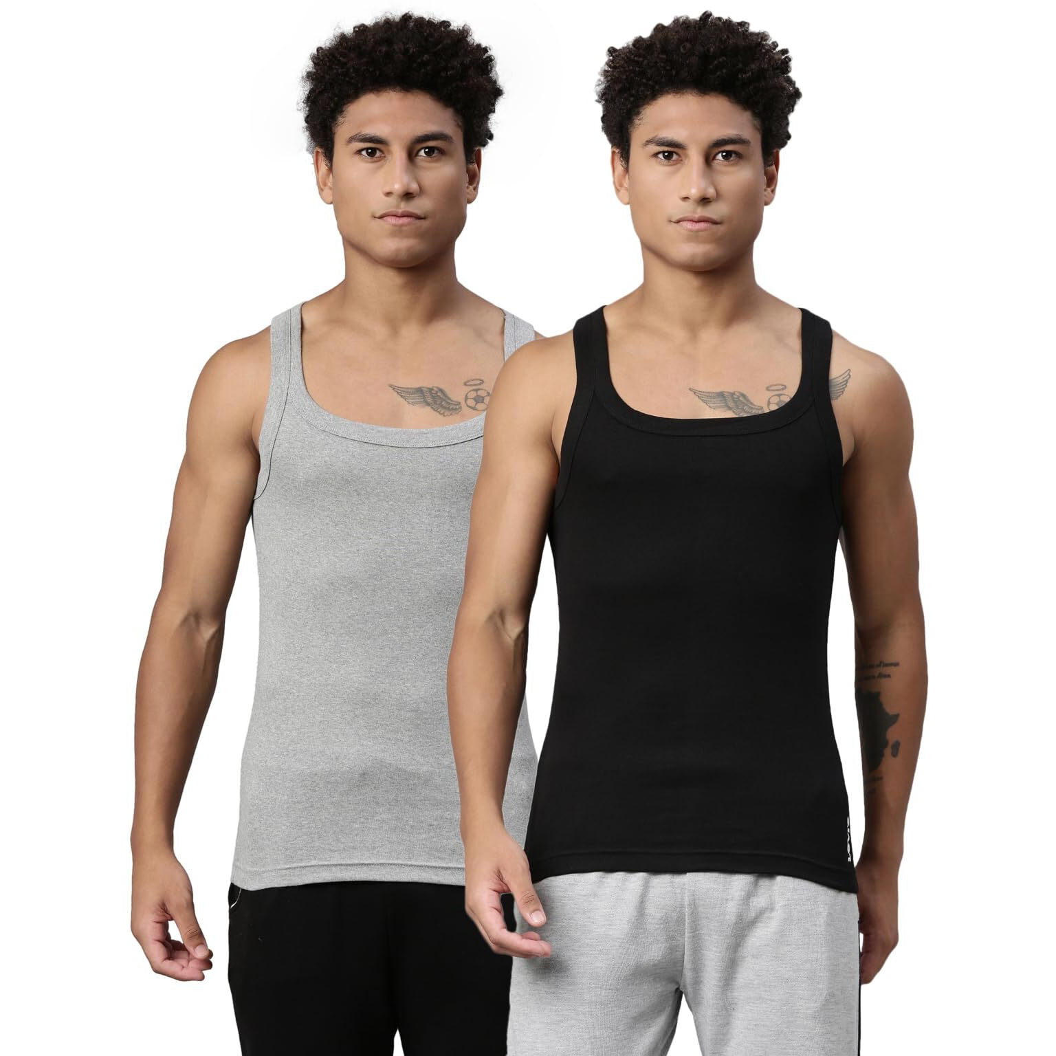 Levis Mens Style 015 Sports Regular Fit Solid (015-VEST_Lt. Grey Melange,Black_L)