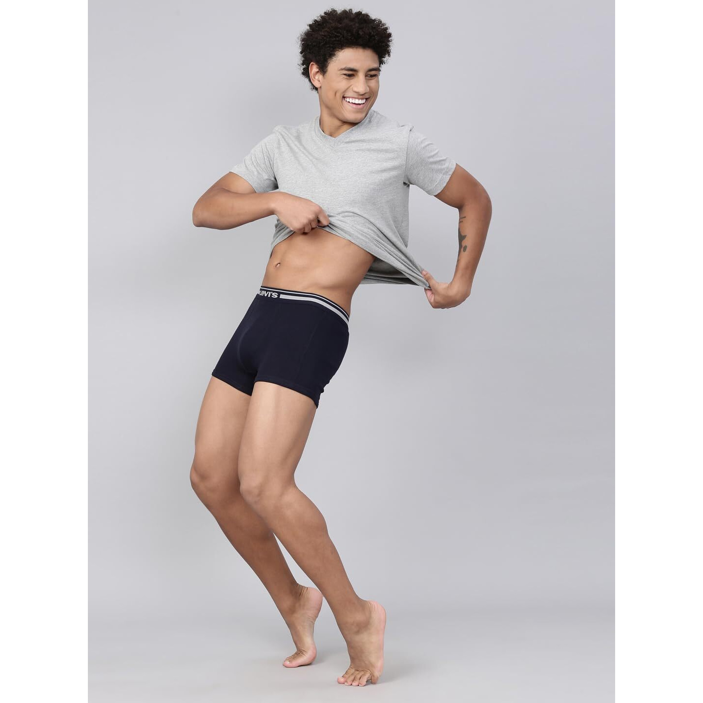 Levis Mens Cotton Style 003 Comfort Regular Fit Solid Trunk (Pack of 2) (003-TRUNK-BLK/NAVY-P2_Black, Navy_L)