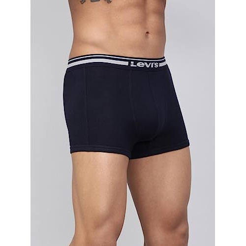Levis Mens Cotton Style 003 Comfort Regular Fit Solid Trunk (Pack of 2) (003-TRUNK-BLK/NAVY-P2_Black, Navy_L)