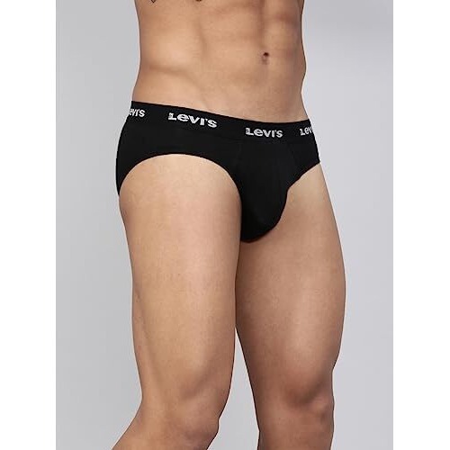 Levis Mens Cotton Style 009 Neo Regular Fit Solid Brief (Pack of 2) (009-BRIEF-BLK/BLK-P2_Black_L)