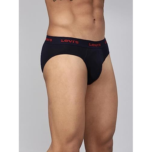 Levis Mens Cotton Style 009 Neo Regular Fit Solid Brief (Pack of 2) (009-BRIEF-BLK/NAVY-P2_Black,Navy_L)