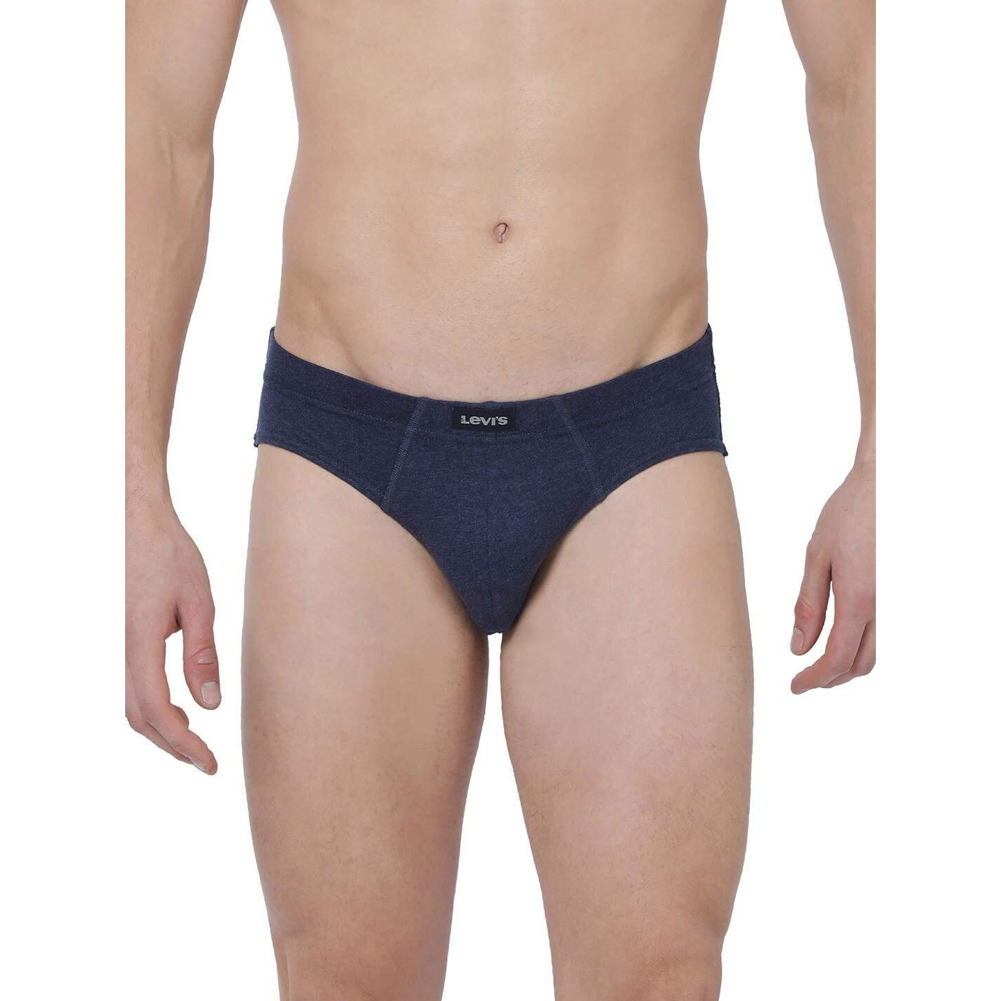 Levis Mens Cotton Style 011 Comfort Regular Fit Solid Brief (Pack of 3) (011-BRIEF-BLK/NAVY/NMEL-P3_Black,Navy,N.Melange_L)
