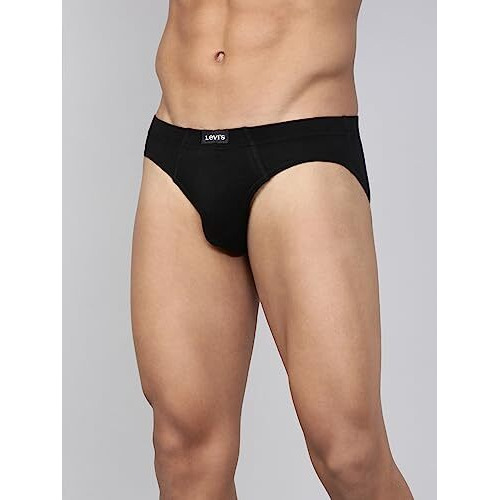 Levis Mens Cotton Style 011 Comfort Regular Fit Solid Brief (Pack of 3) (011-BRIEF-DK GMEL/BLK/Navy-P3_Dk. Grey Melange,Black, L)
