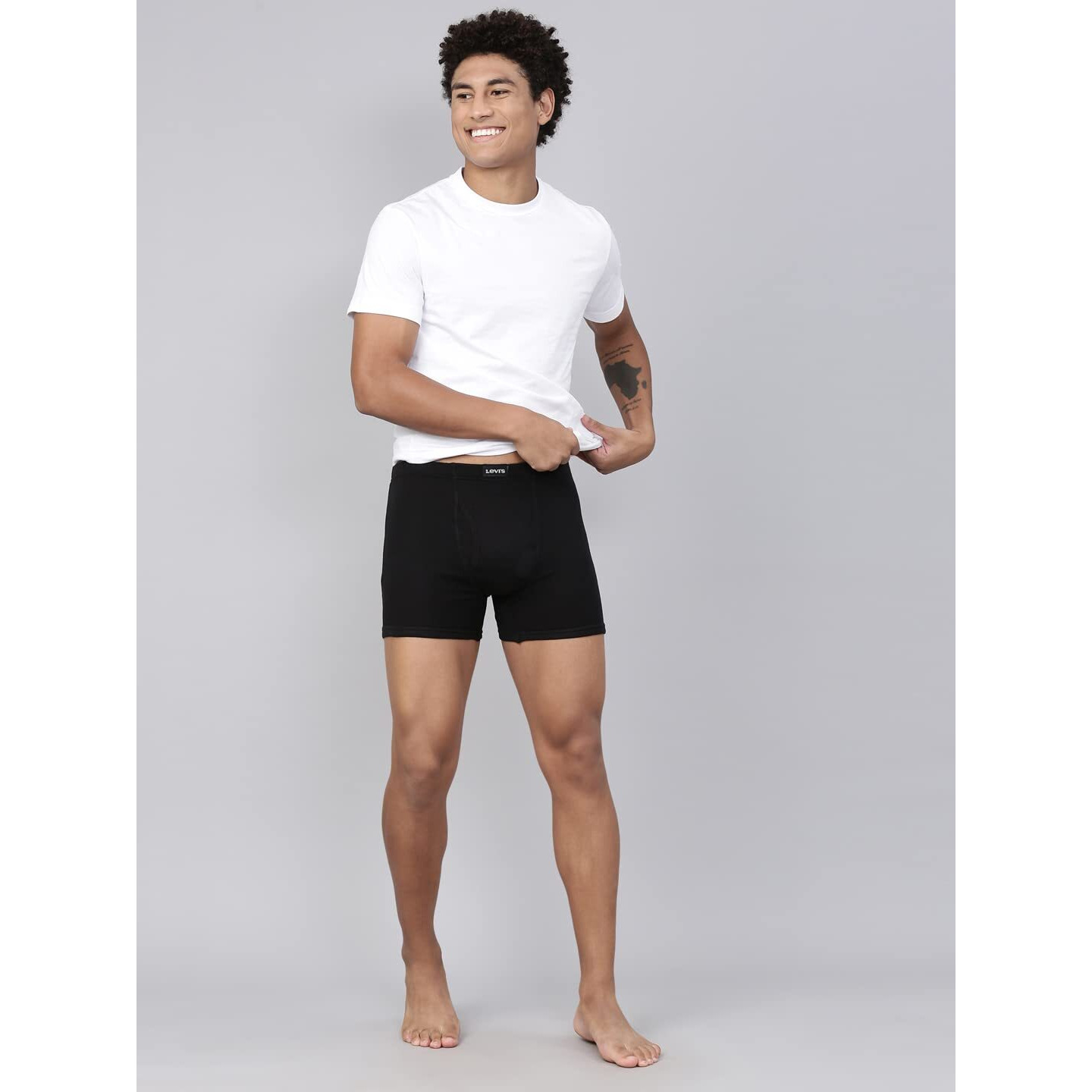 Levis Mens Cotton Style 010 Comfort Regular Fit Solid Boxer (Pack of 2) (010-BOXER Brief-BLK/Wine-P2_Black, M)