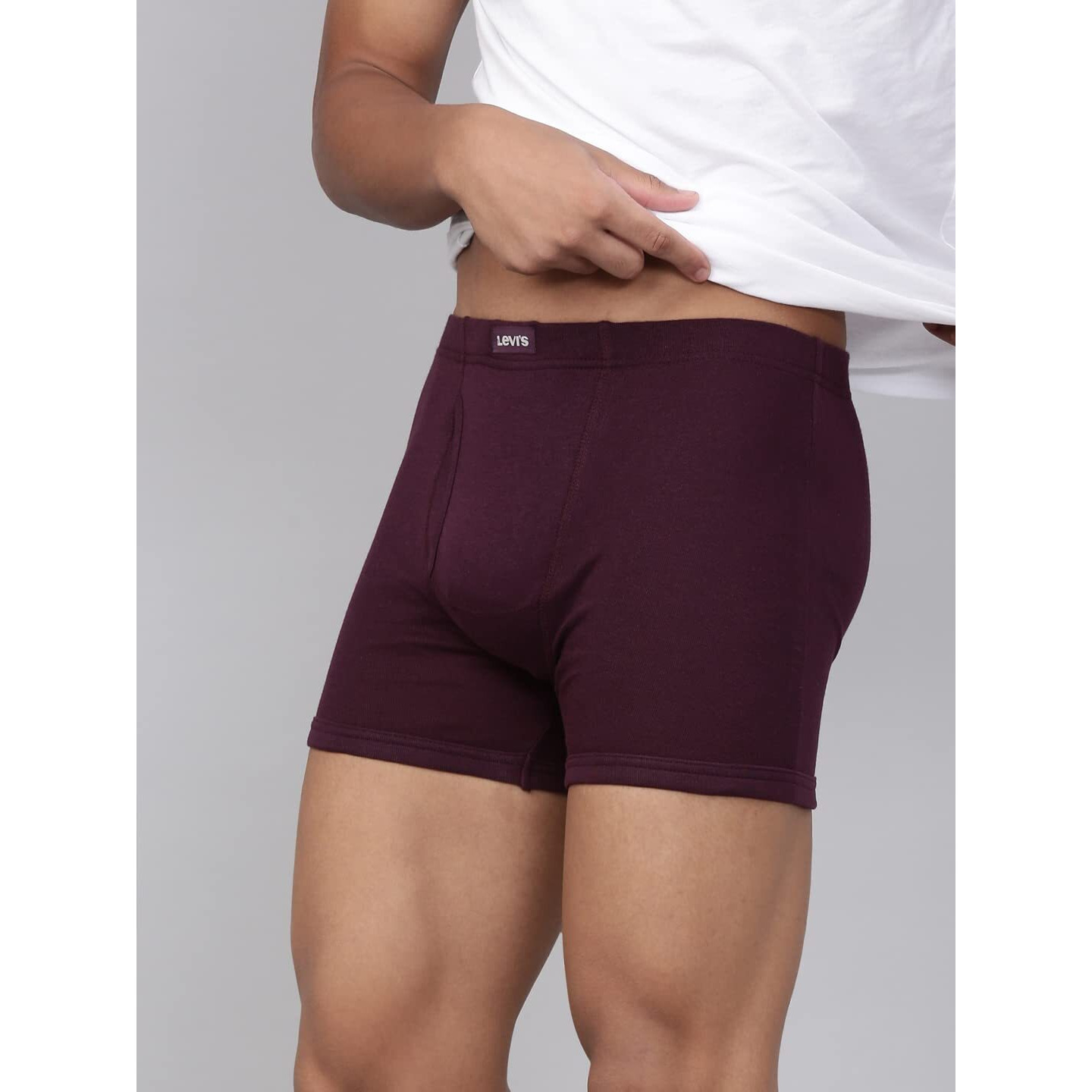 Levis Mens Cotton Style 010 Comfort Regular Fit Solid Boxer (Pack of 2) (010-BOXER Brief-BLK/Wine-P2_Black, M)