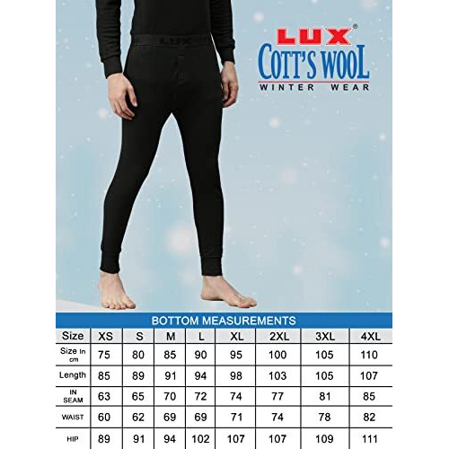 Lux Cottswool Mens Black2 Premium Thermal Trouser (Size  90cm)