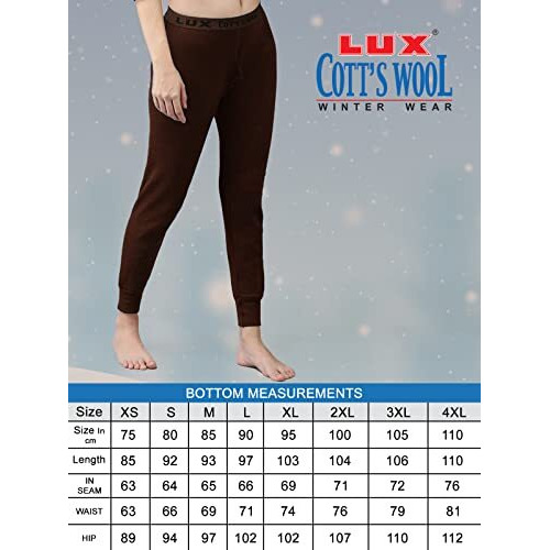 Lux Cottswool Womens Brown Premium Thermal Trouser (Size  90cm)