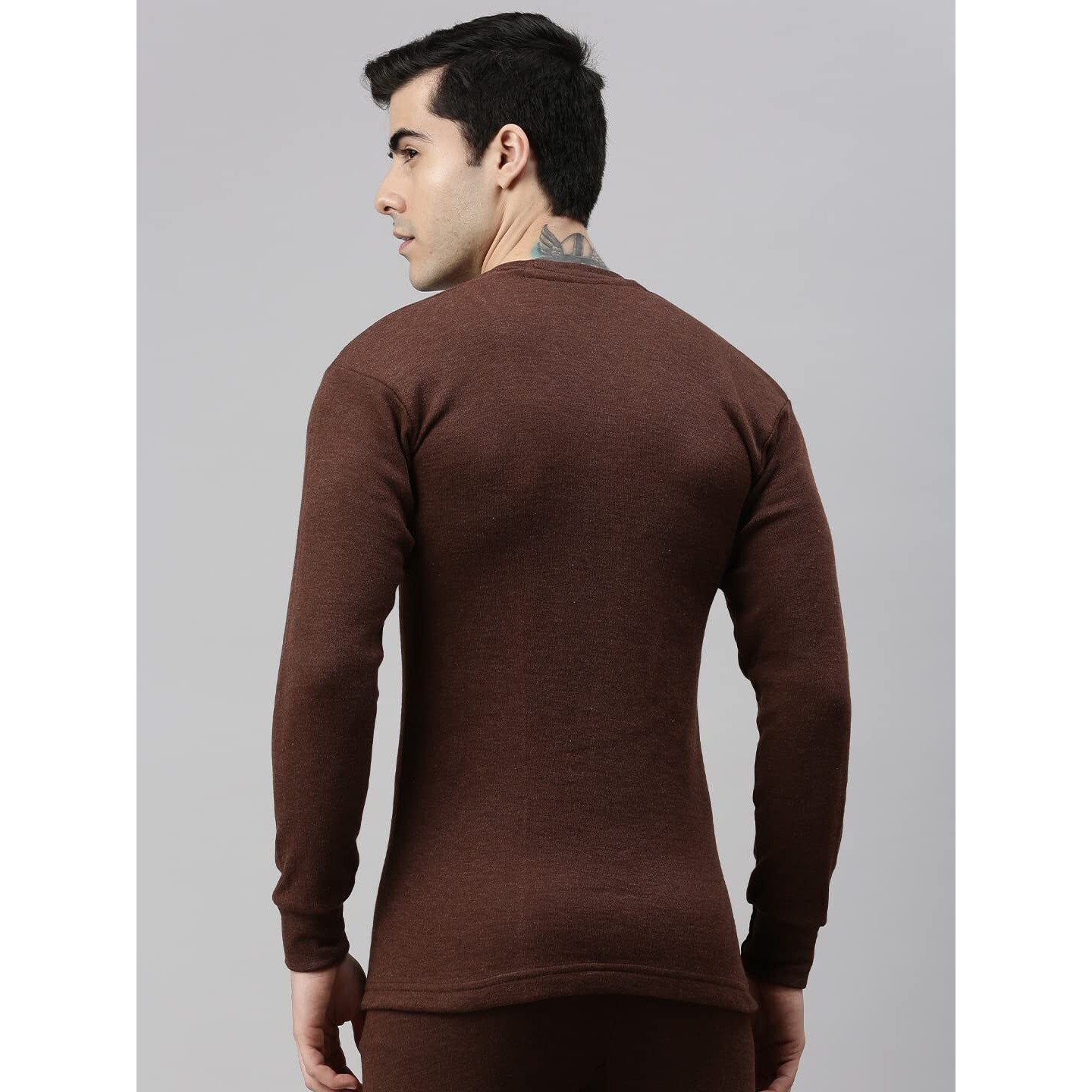 Lux Cottswool Mens Brown2 Round Neck Full Sleeves Premium Thermal Top (Size  85cm)
