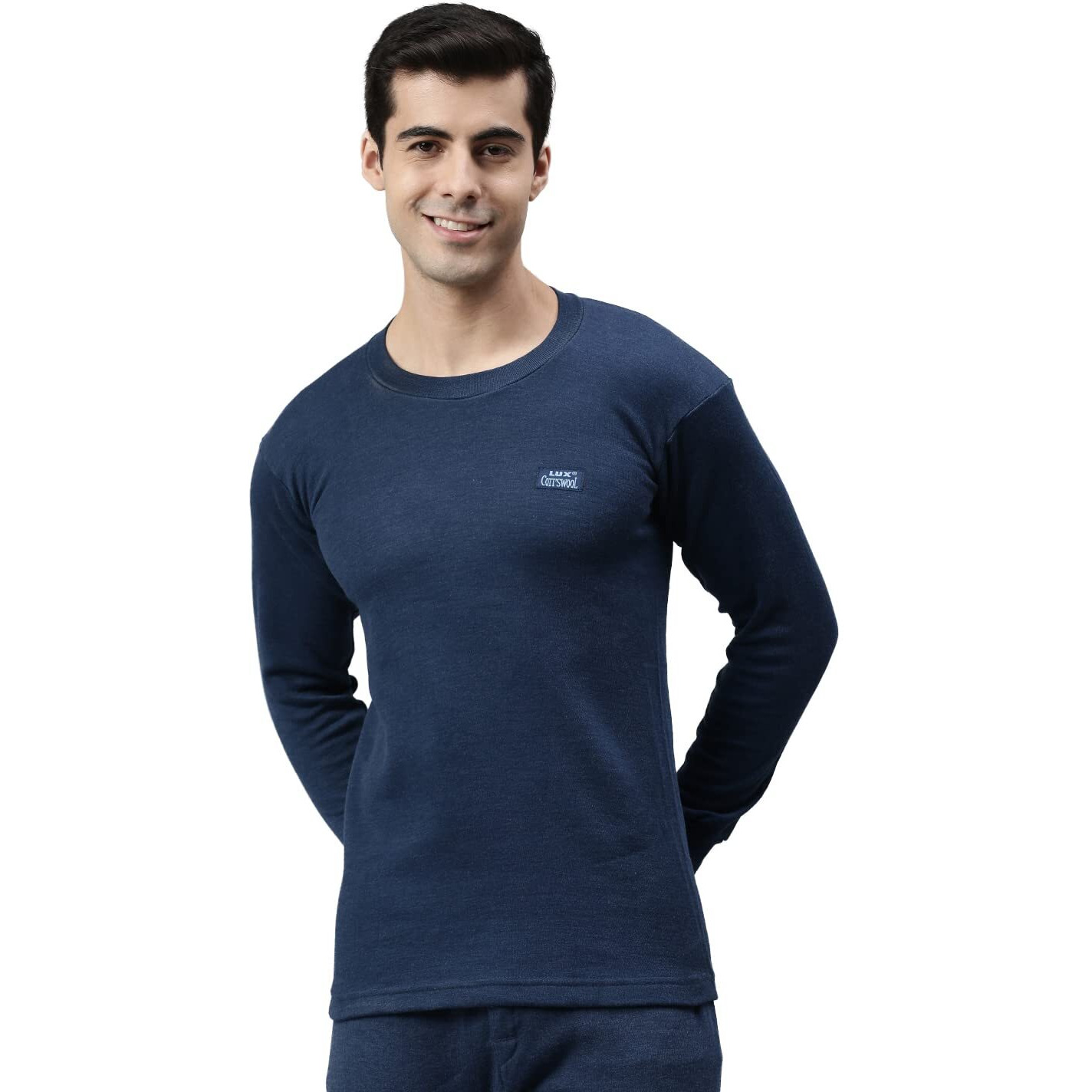 Lux Cottswool Mens Blue1 Round Neck Full Sleeves Premium Thermal Top (Size  100cm)