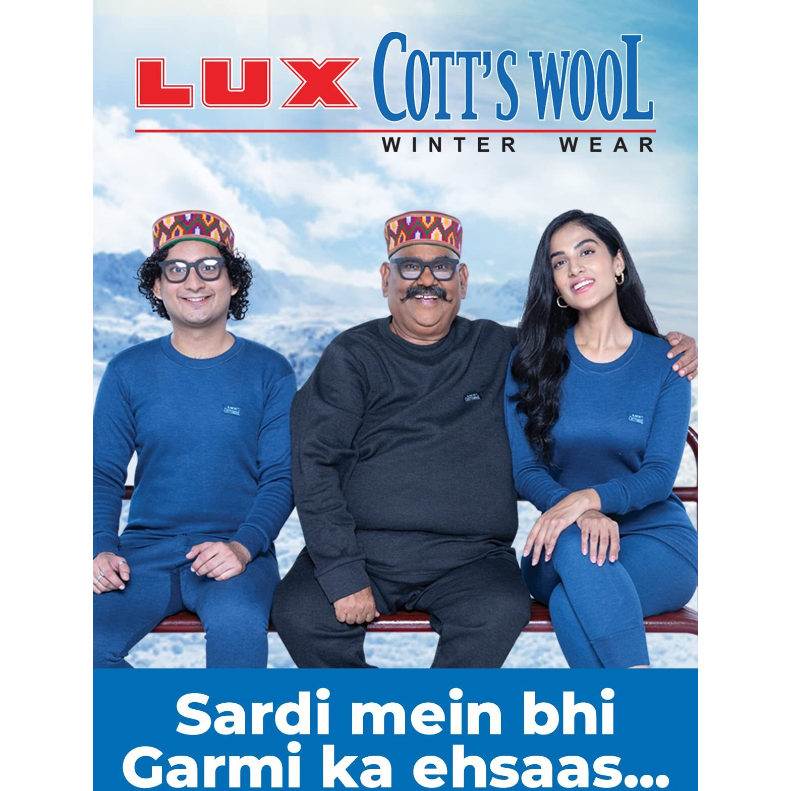 Lux Cottswool Mens Blue1 Round Neck Full Sleeves Premium Thermal Top (Size  100cm)