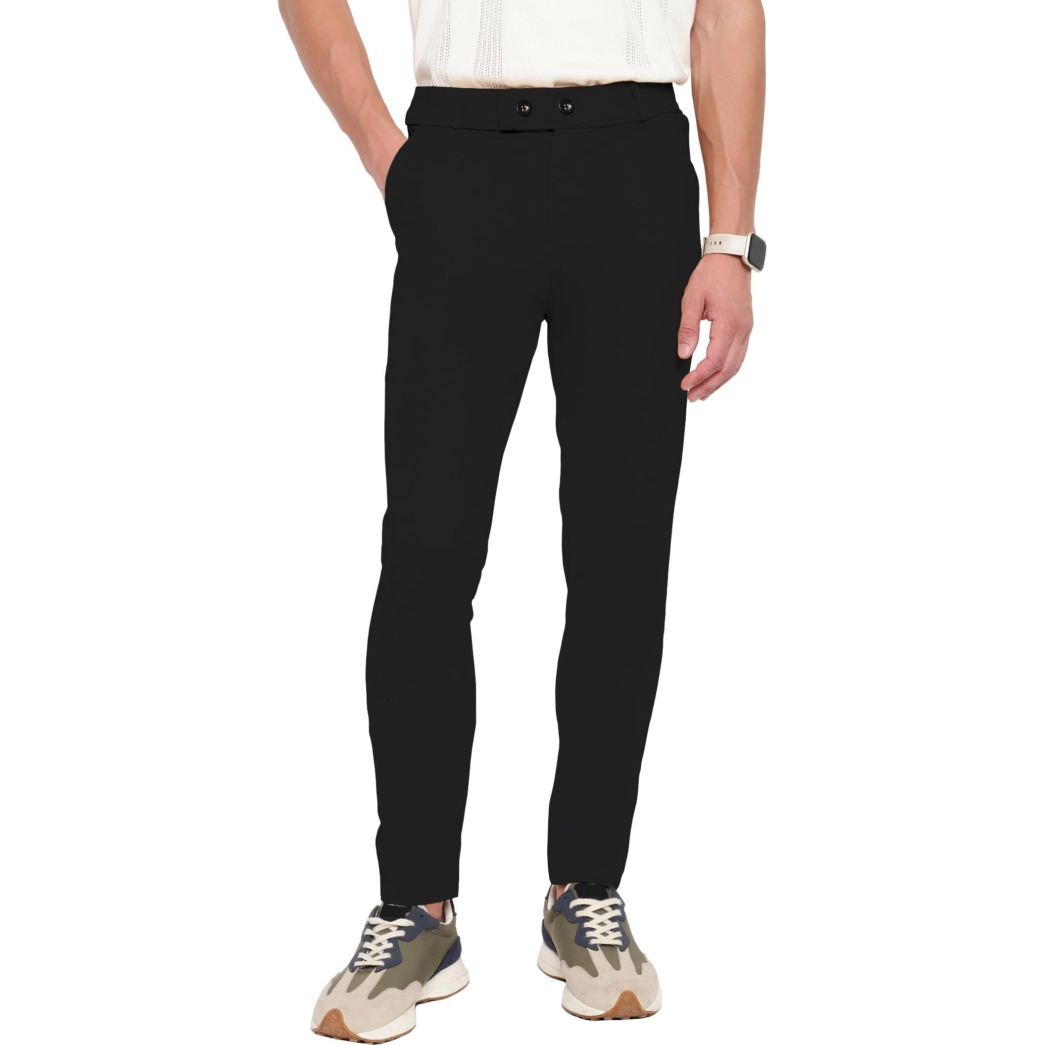 Black Mens Trouser II Mens Regular Casual Pants II Mens Regular Fit Casual Trouser (Trousers-121-Black-32)