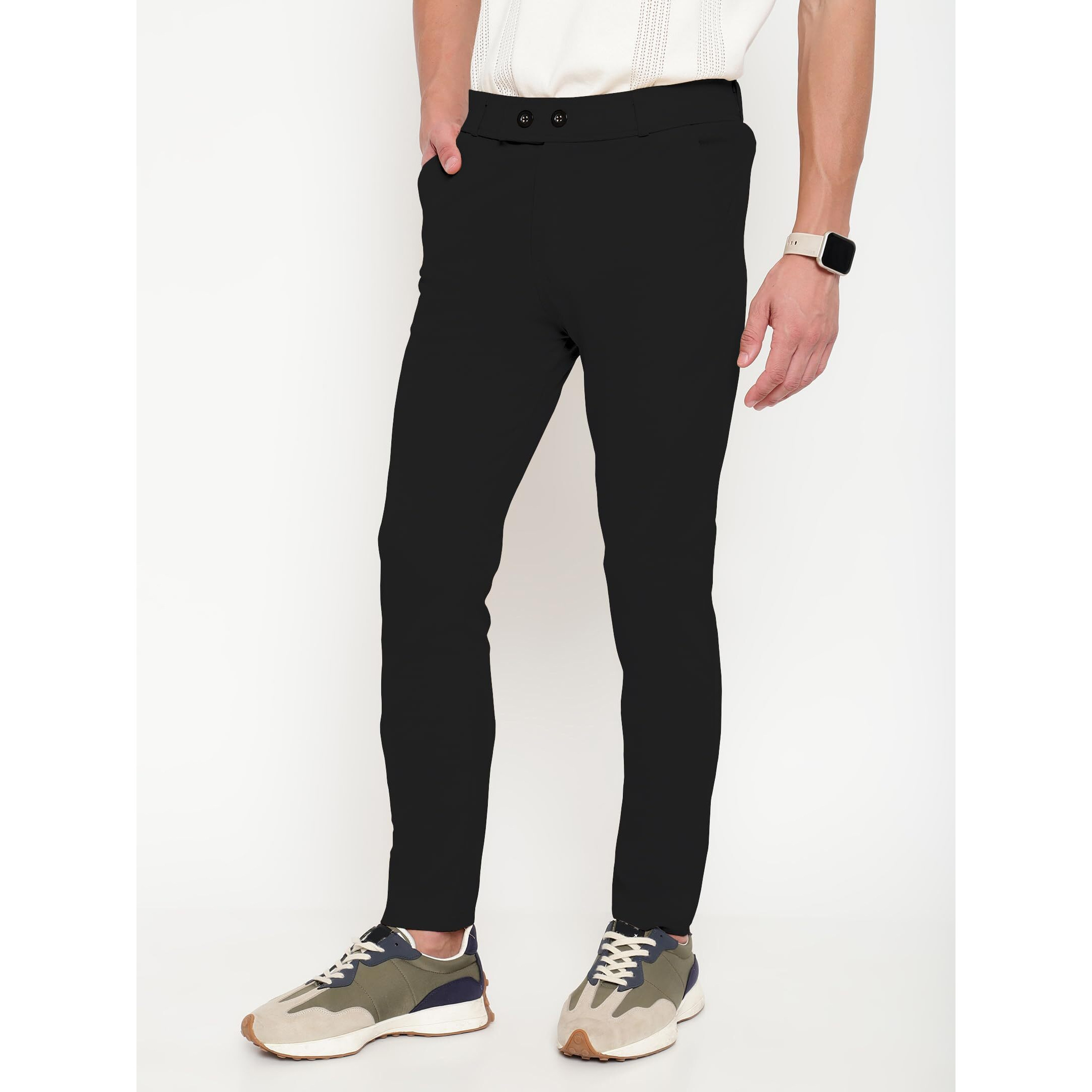 Black Mens Trouser II Mens Regular Casual Pants II Mens Regular Fit Casual Trouser (Trousers-121-Black-32)