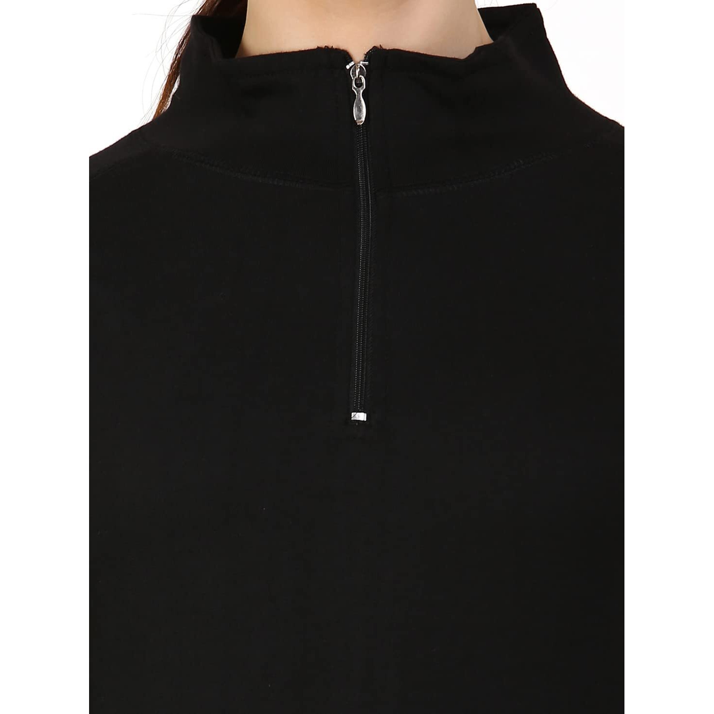 Appulse Womens 1/4 Zip Slimfit Raglan Sleeve Tshirt (329_Black_XX-Large)