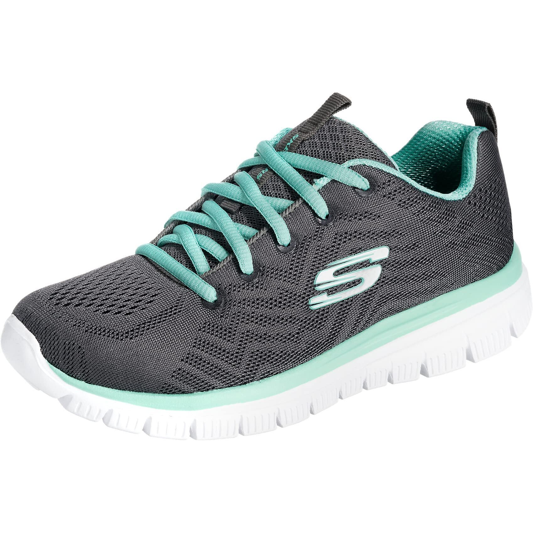 Skechers Women Graceful-Get Connected Charcoal/Green Sneakers-6 UK/India (39 EU) (9 US) (12615-CCGR)