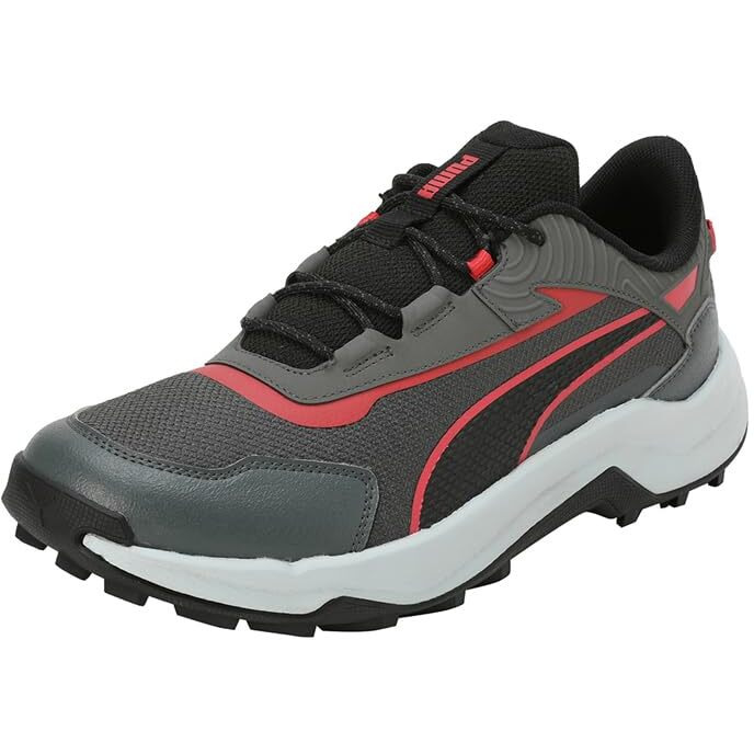 Puma Mens Quest X Mineral Gray-Active Red-Black Running Shoe - 8 UK (31112302)