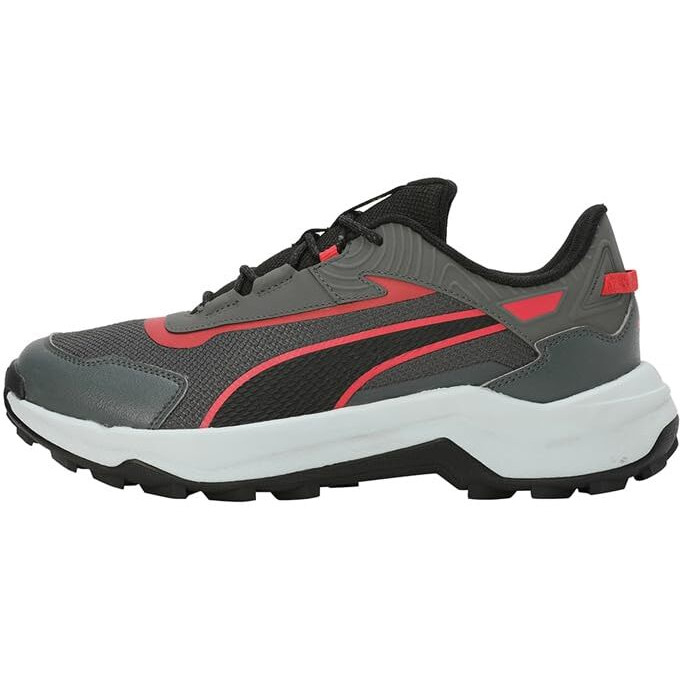 Puma Mens Quest X Mineral Gray-Active Red-Black Running Shoe - 8 UK (31112302)