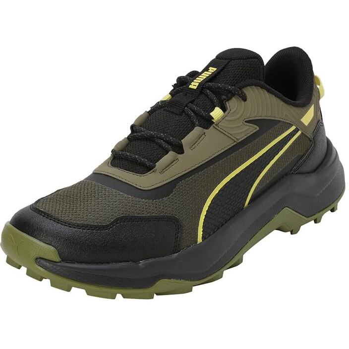 Puma Mens Quest X Olive Green-Black-Yellow Burst Running Shoe - 7 UK (31112303)