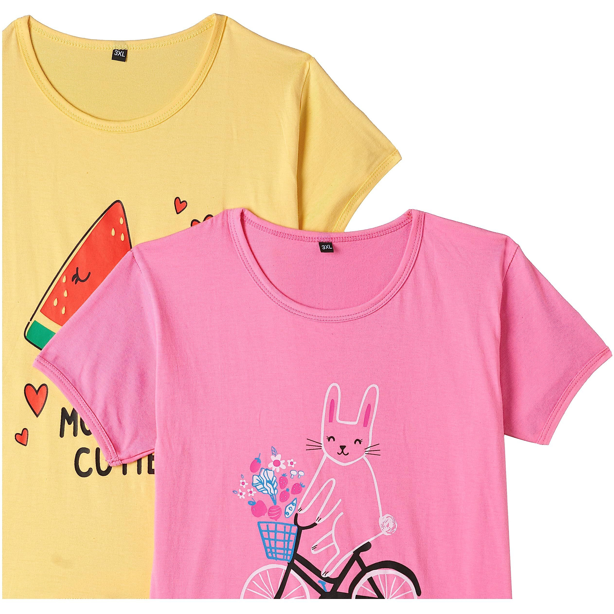 T2F Girls Solid Regular Fit T-Shirt Pack of 5(GLS-TSRT-01_Multicolor 4_2 Years-3 Years)
