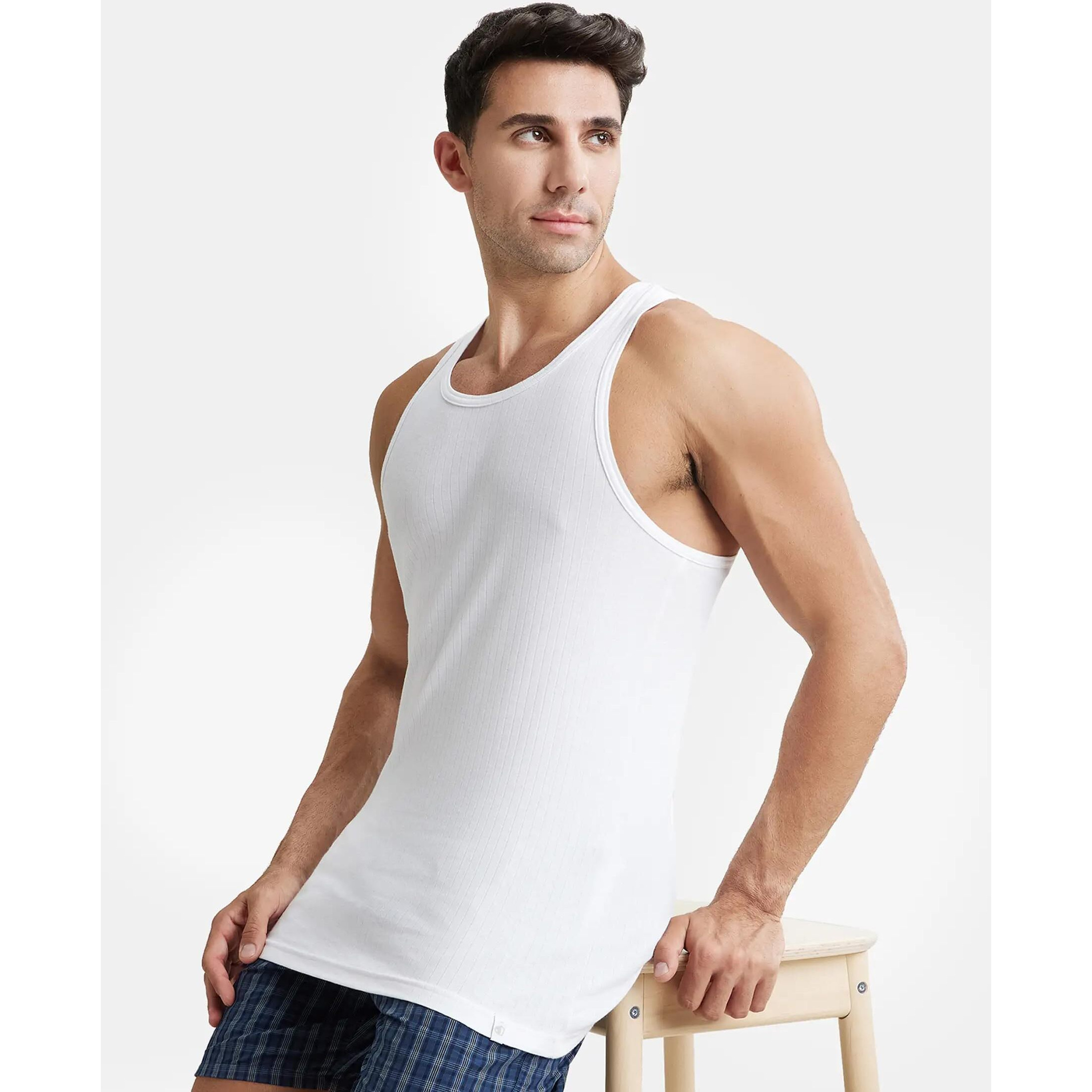 Jockey Men's Cotton Vest (9922-0105-WHITE White S)