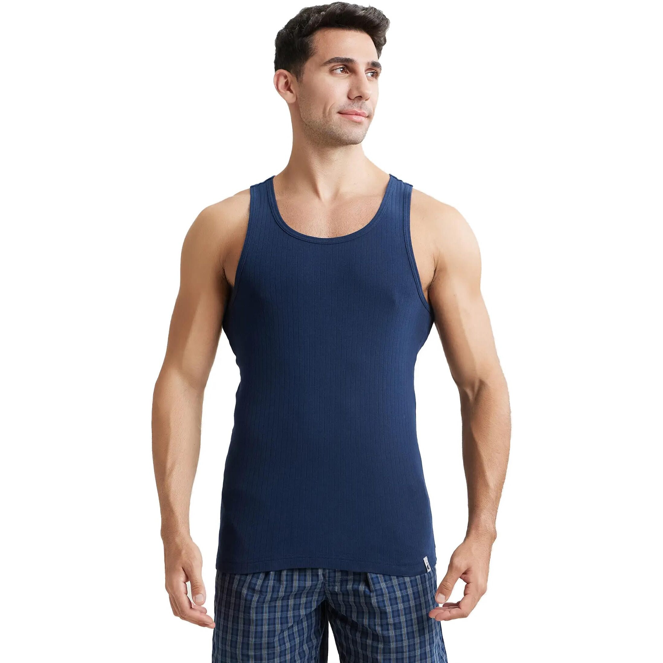 Jockey Men's Cotton Vest (9922-0105-NAVY Navy L)