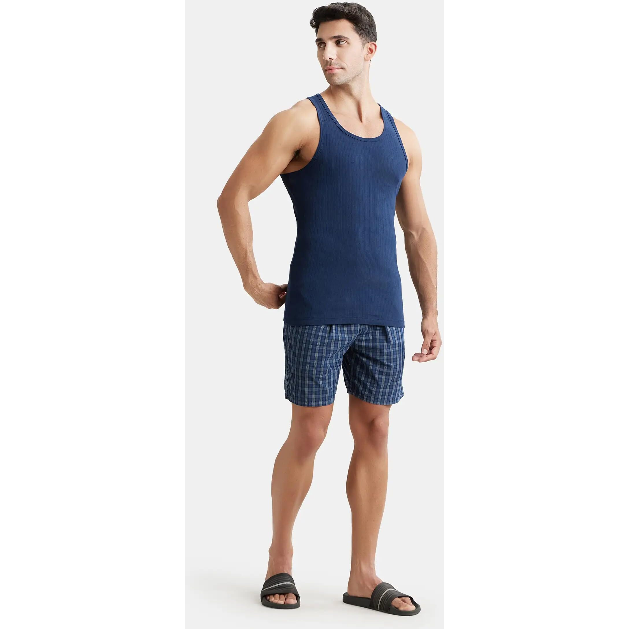 Jockey Men's Cotton Vest (9922-0105-NAVY Navy L)