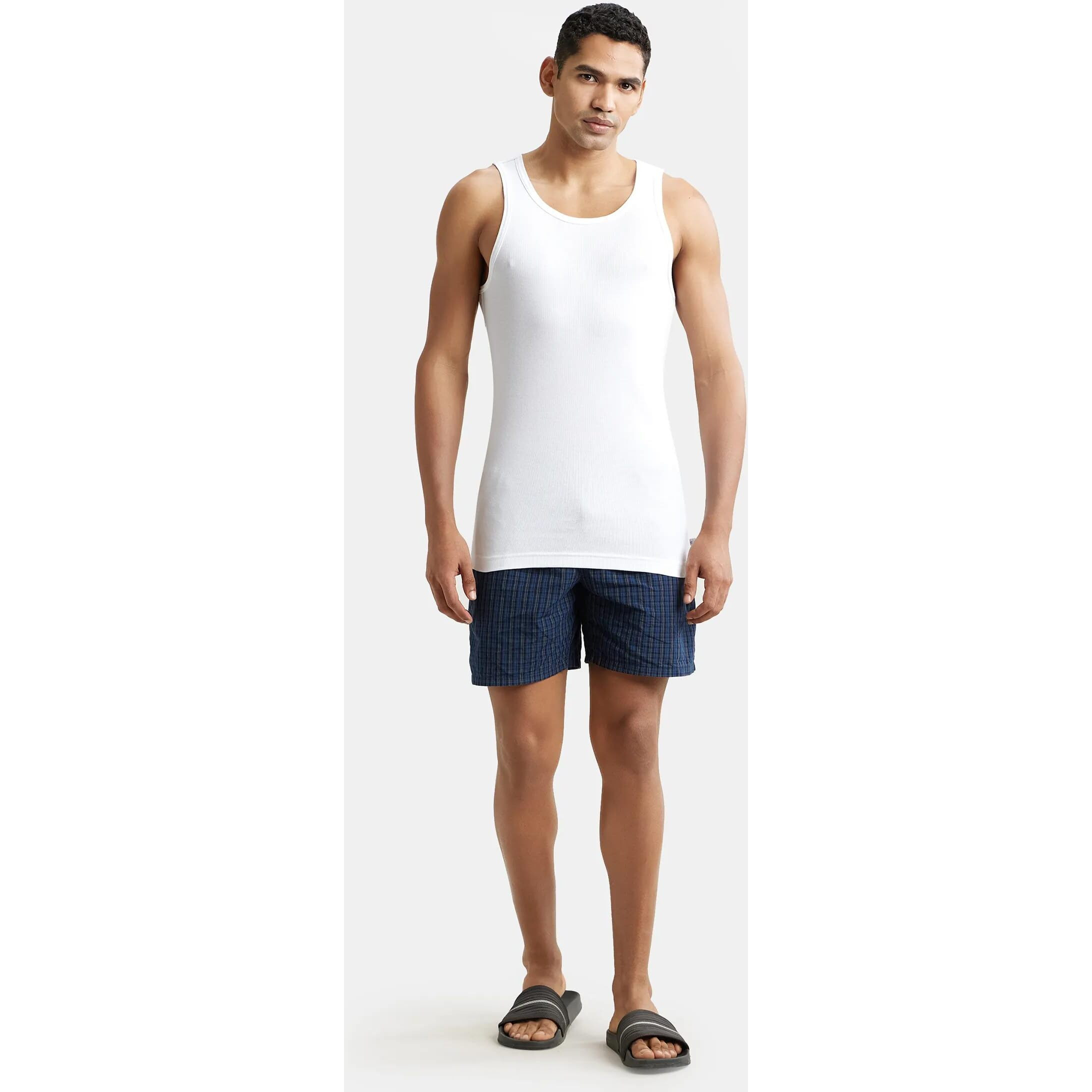 Jockey 8823 Men's Super Combed Cotton Rib Round Neck Sleeveless Vest with Stay Fresh Properties (Pack of 2)_White_S