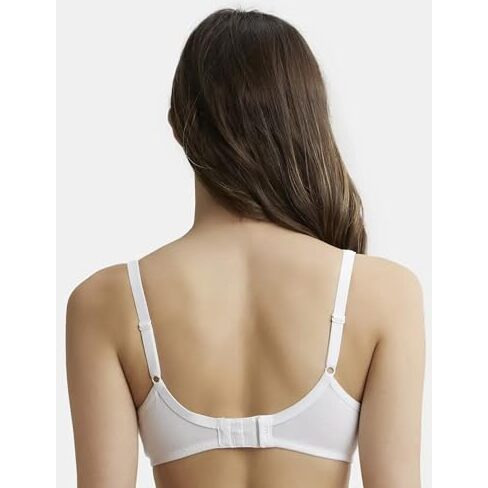 Jockey 1722 Women's Wirefree Non Padded Super Combed Cotton Elastane Stretch Medium Coverage Everyday Bra with Concealed Shaper Panel and Adjustable Straps_White_32B