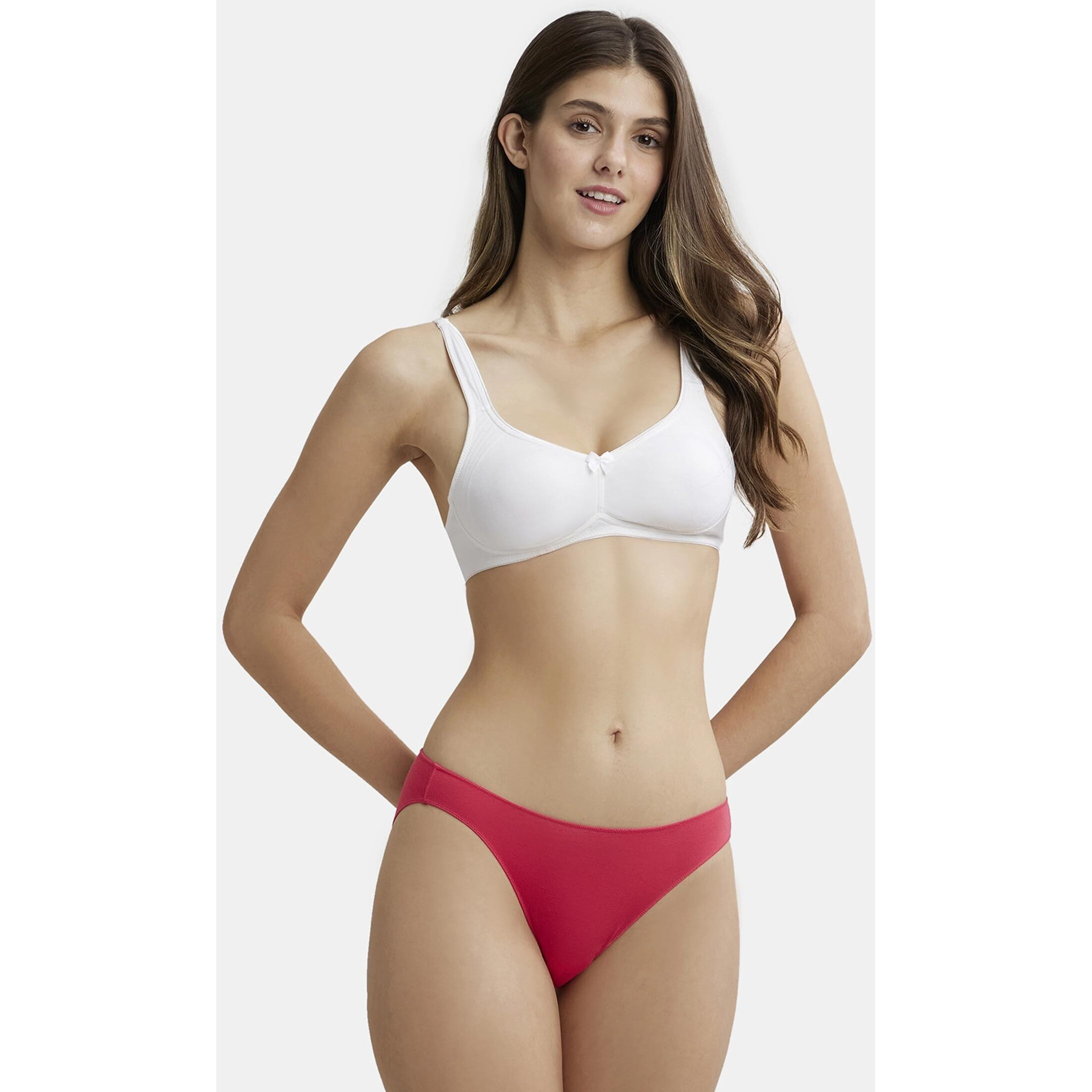 Jockey 1250 Women's Wirefree Non Padded Super Combed Cotton Elastane Stretch Full Coverage Everyday Bra with Contoured Shaper Panel and Adjustable Straps_White_34C