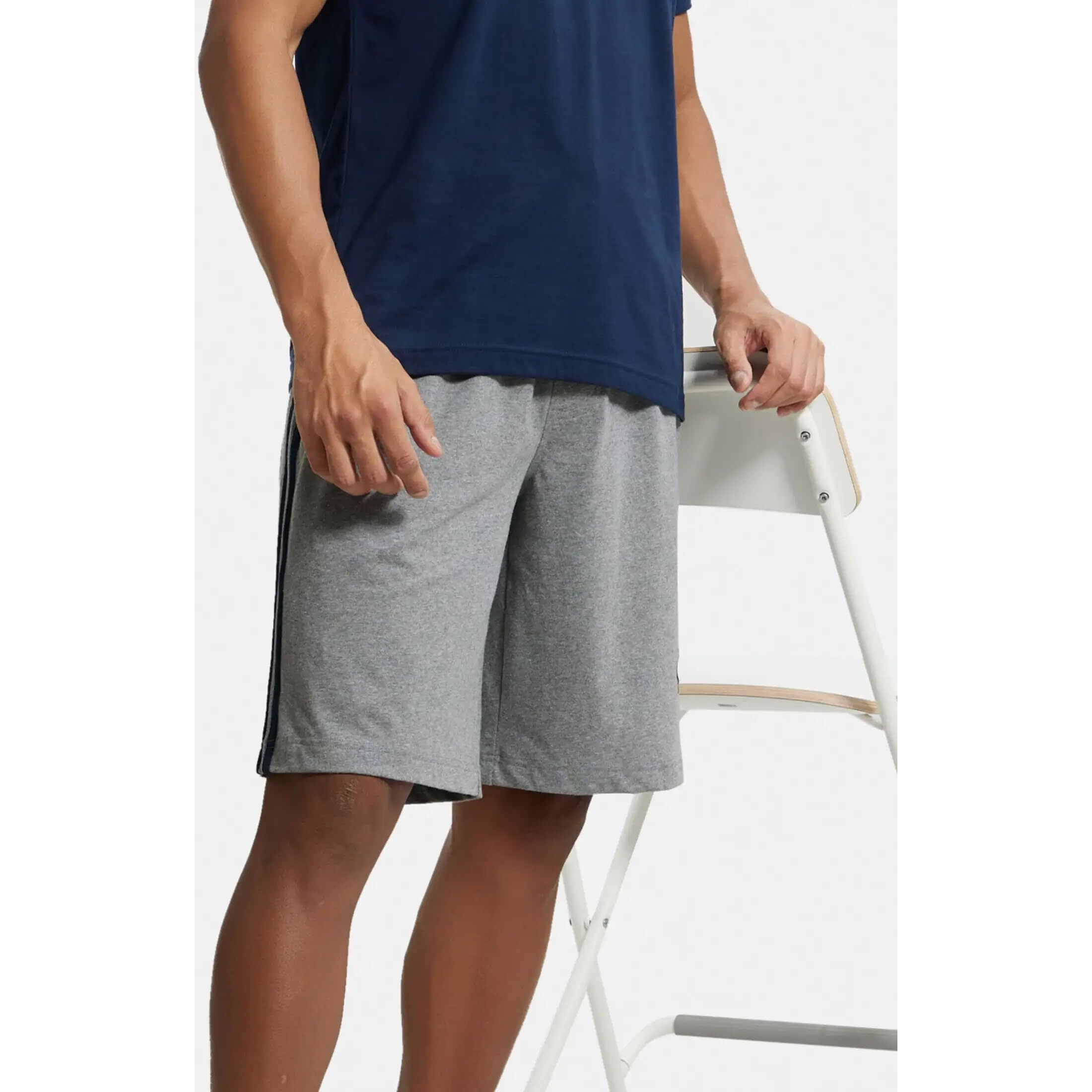 Jockey Men Cotton Shorts (8901326123508_9426_Medium_Grey Melange and Navy)