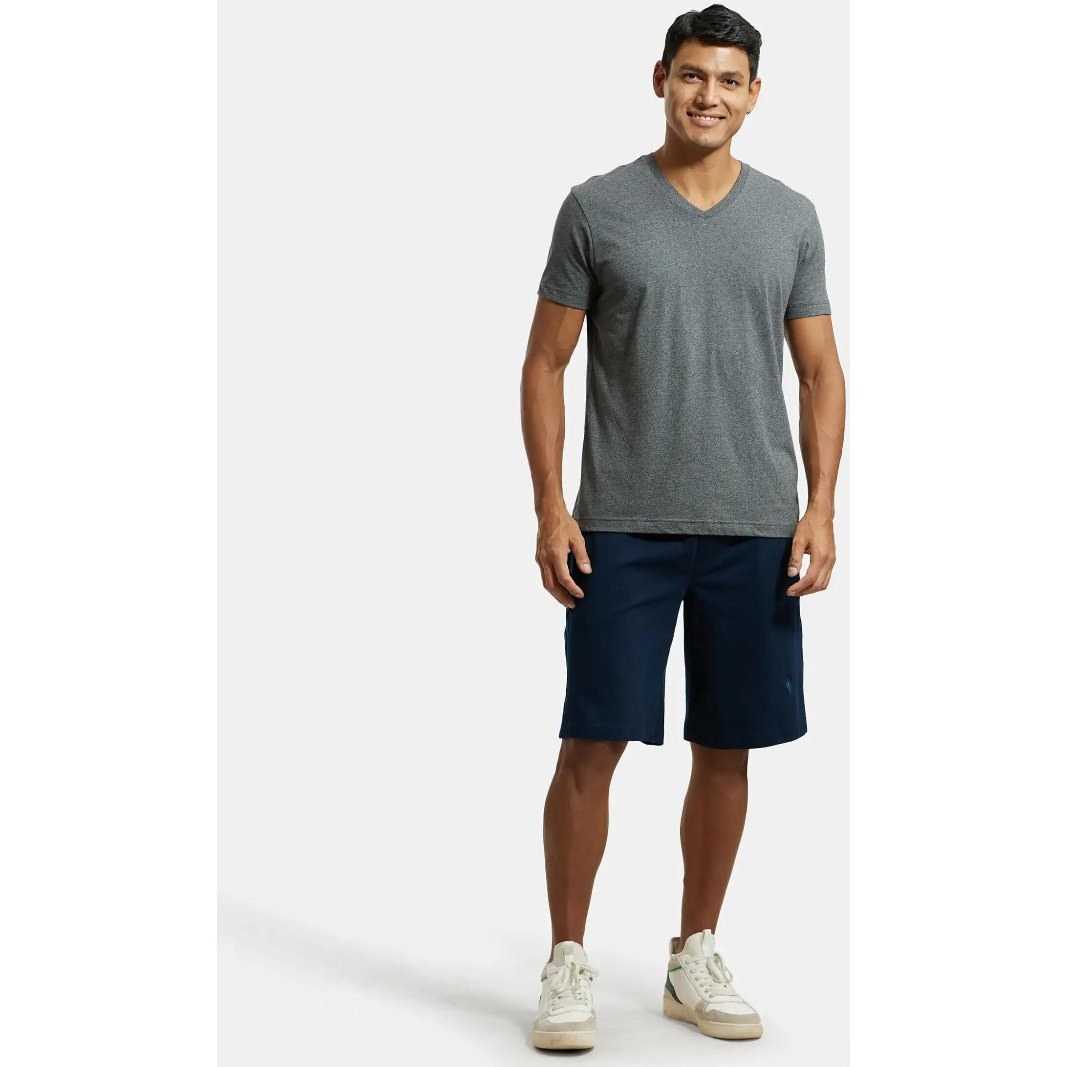 Jockey Men's Cotton Shorts (9426_Navy & Seaport Teal_)