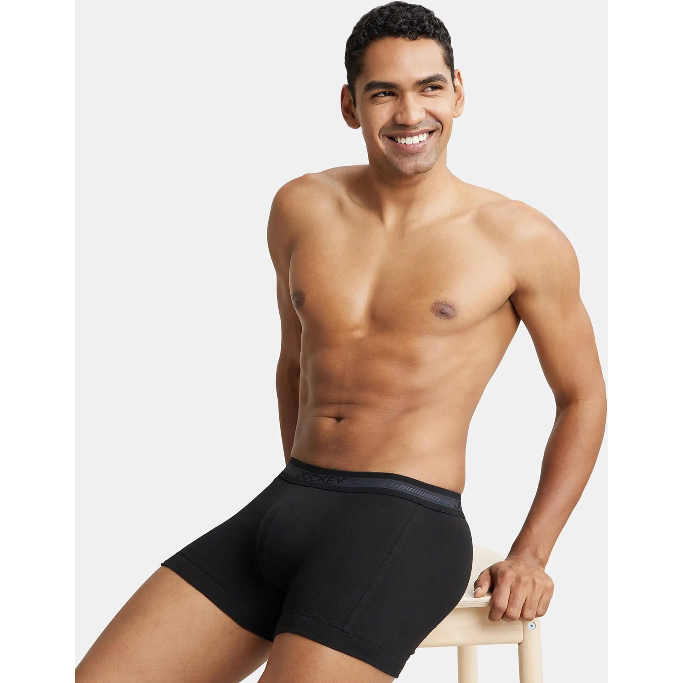 Jockey Men's Cotton Trunks (Pack of 1) (1015-0110-ASSTD Black XL_Black_XL)
